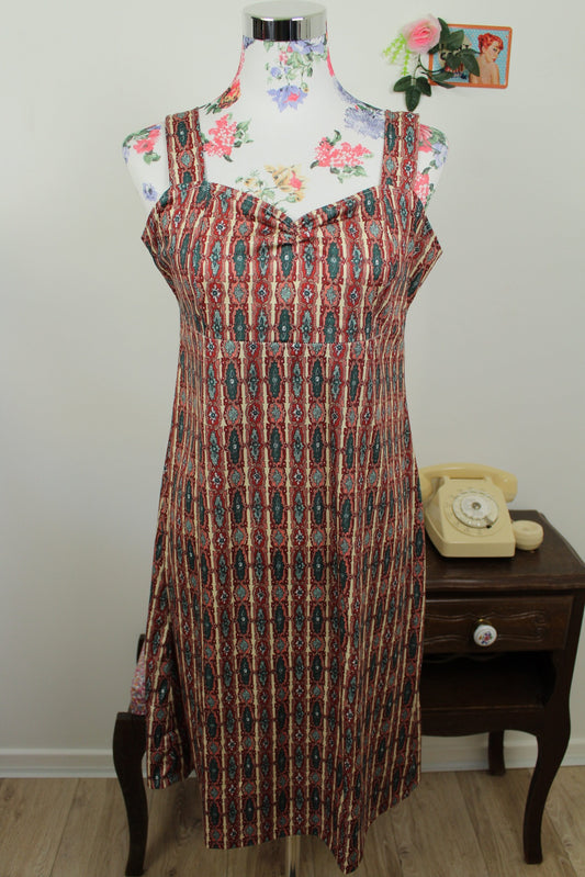 🌸🍒Robe vintage 60/70's coupe trapèze - formes géométriques psychédéliques - Taille 38/40🍒🌸