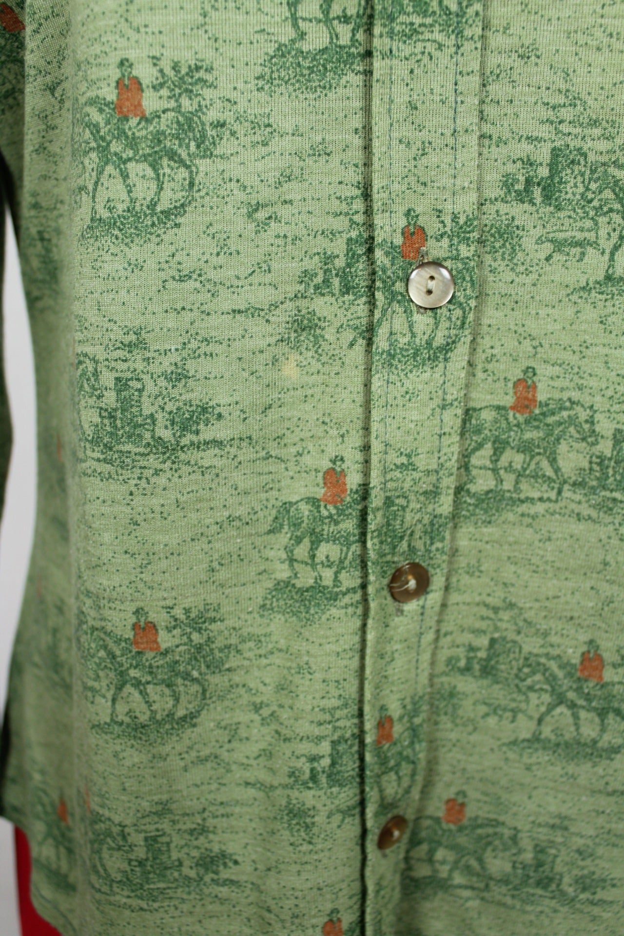 🌸🍒Chemise vintage 70's "chasse à courre" chevaux - made in France - Taille 38🍒🌸