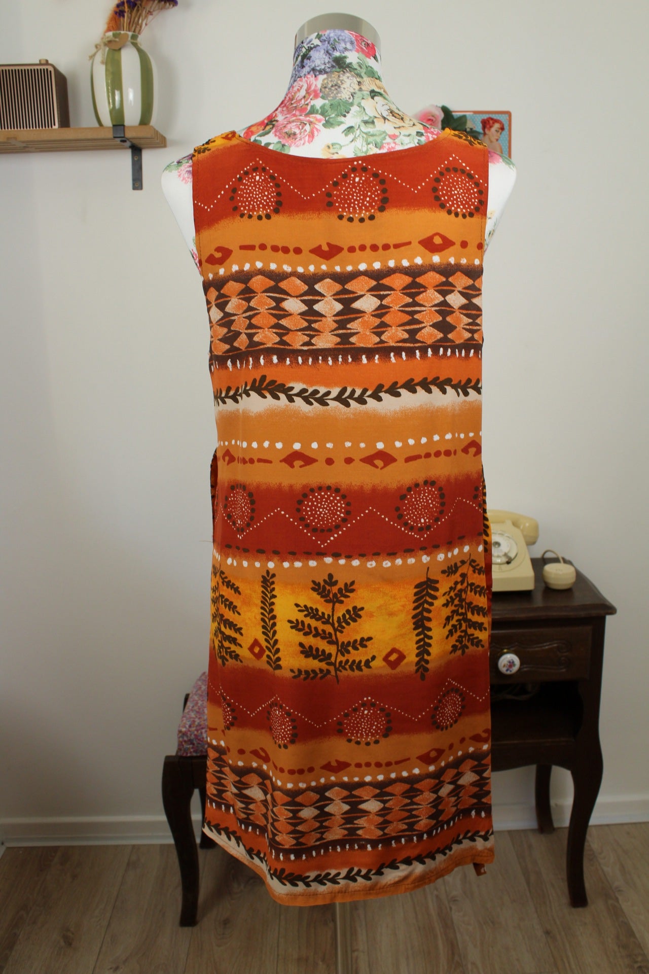 🌸🍒Robe vintage 90's motifs style ethnique façon coucher de soleil - Taille 38🍒🌸