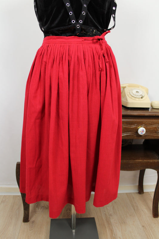 🍒🌸Jupe plissée vintage Pierre Cardin années 80 - rayée rouge et noir - Taille 38🌸🍒