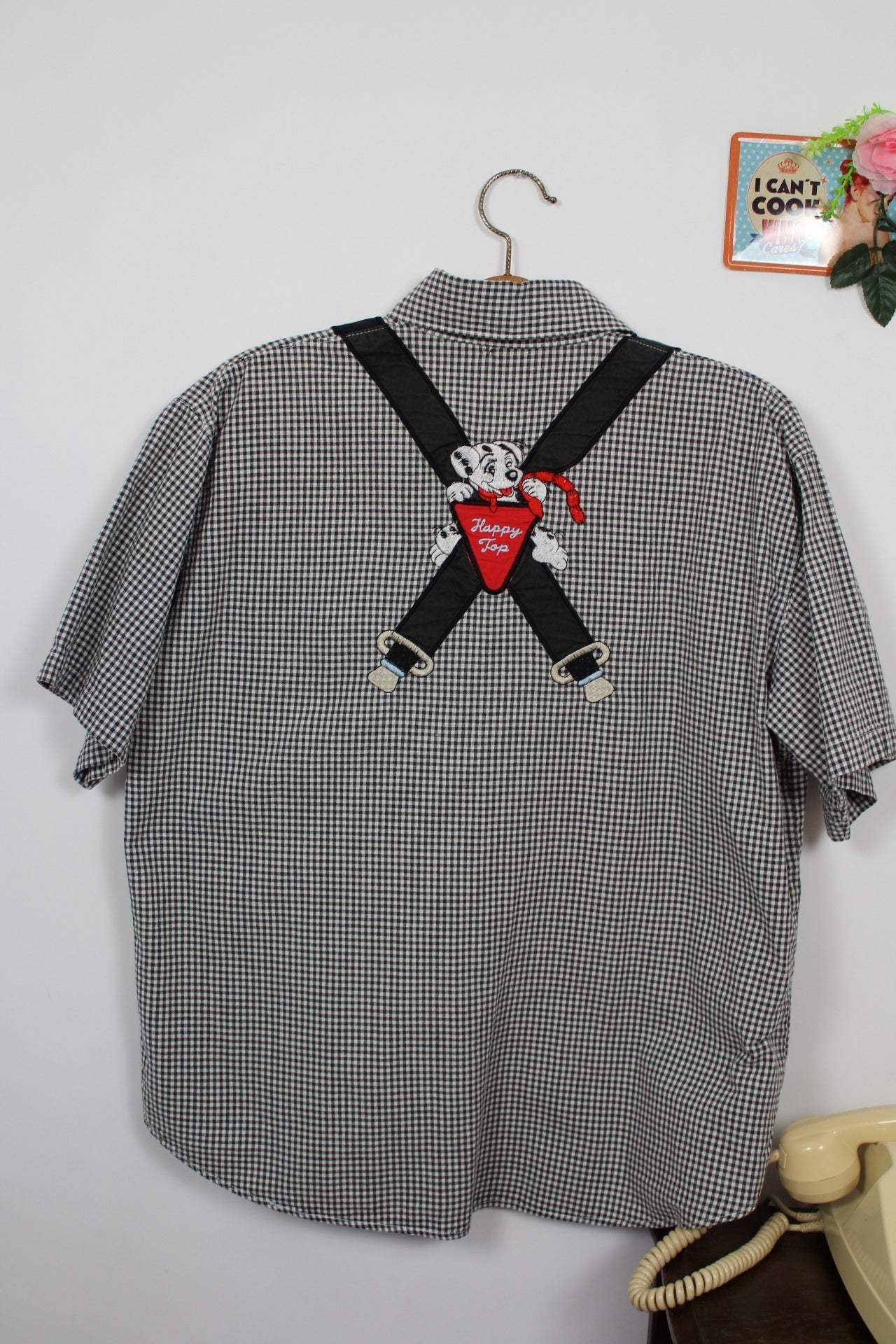🍒🌸Chemise vintage 90s carreaux et dalmatiens brodés - Taille 40 à 44🌸🍒