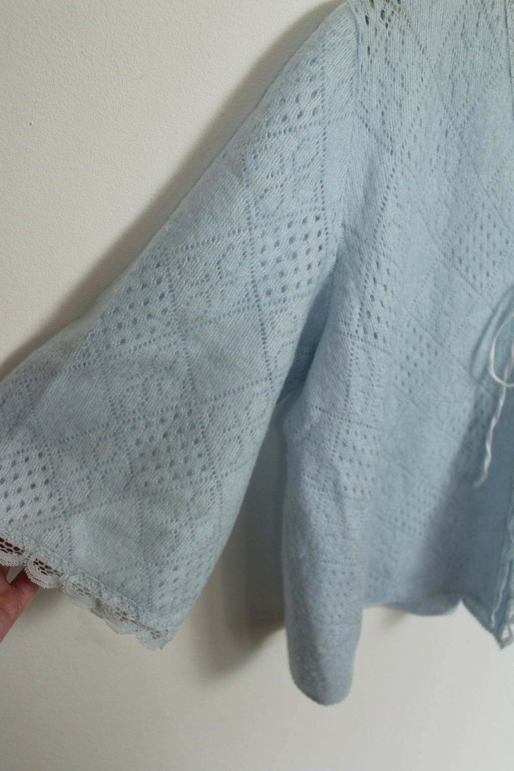 🌸Cardigan vintage 80/90s bleu pastel - ajouré & dentelle🍒