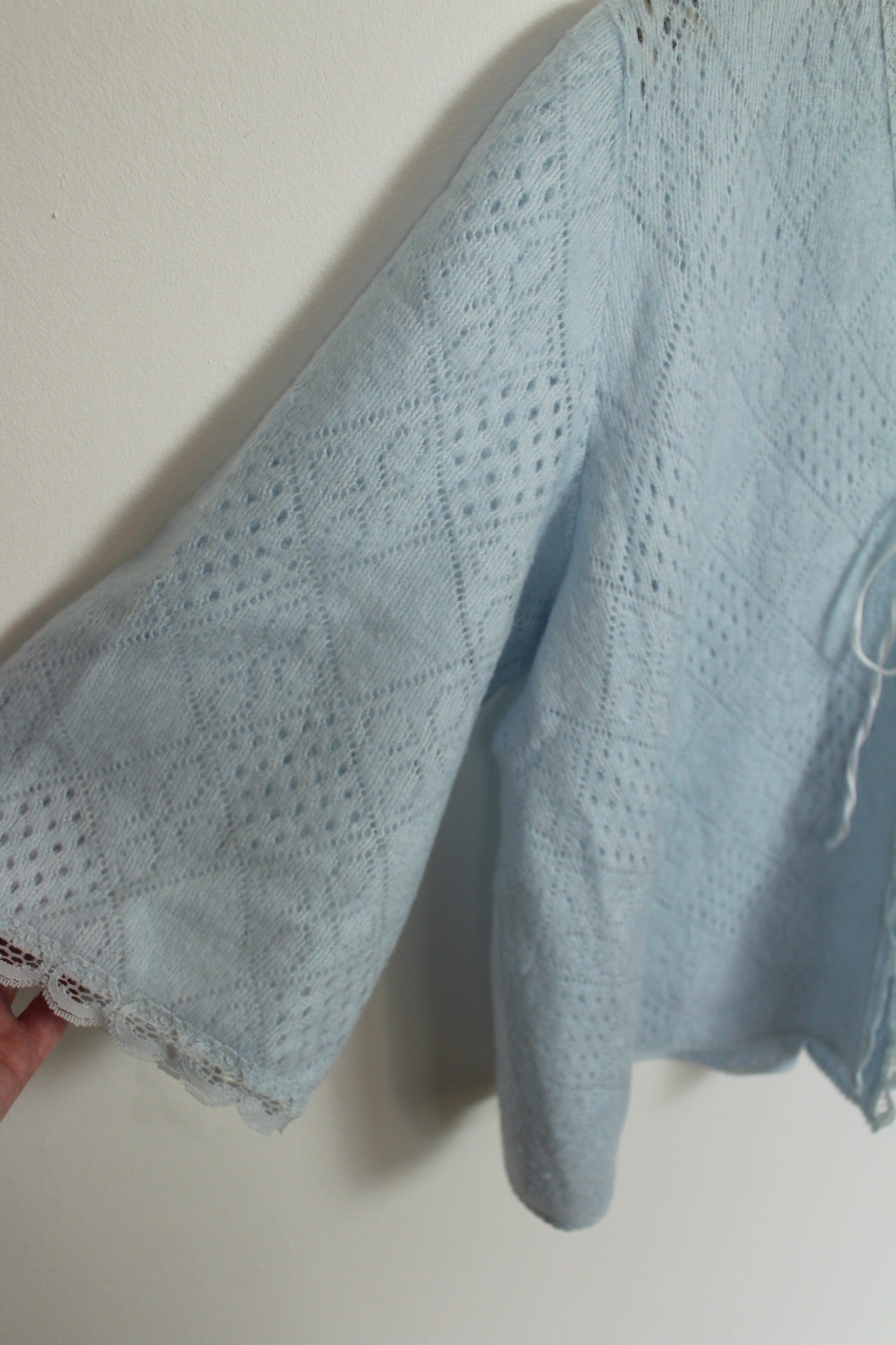 🌸Cardigan vintage 80/90s bleu pastel - ajouré & dentelle🍒