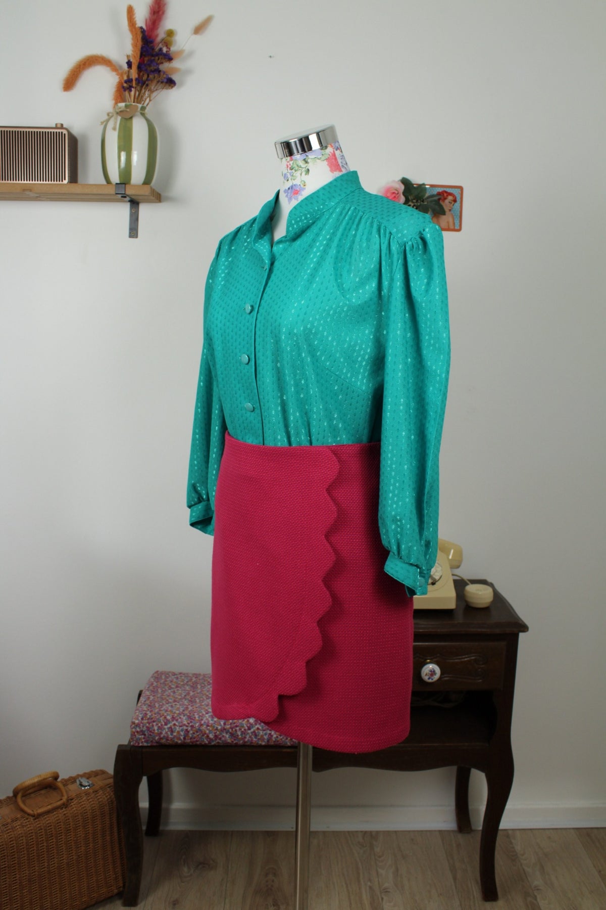 Jupe rose framboise Capsule - tissée façon portefeuille- Taille 38