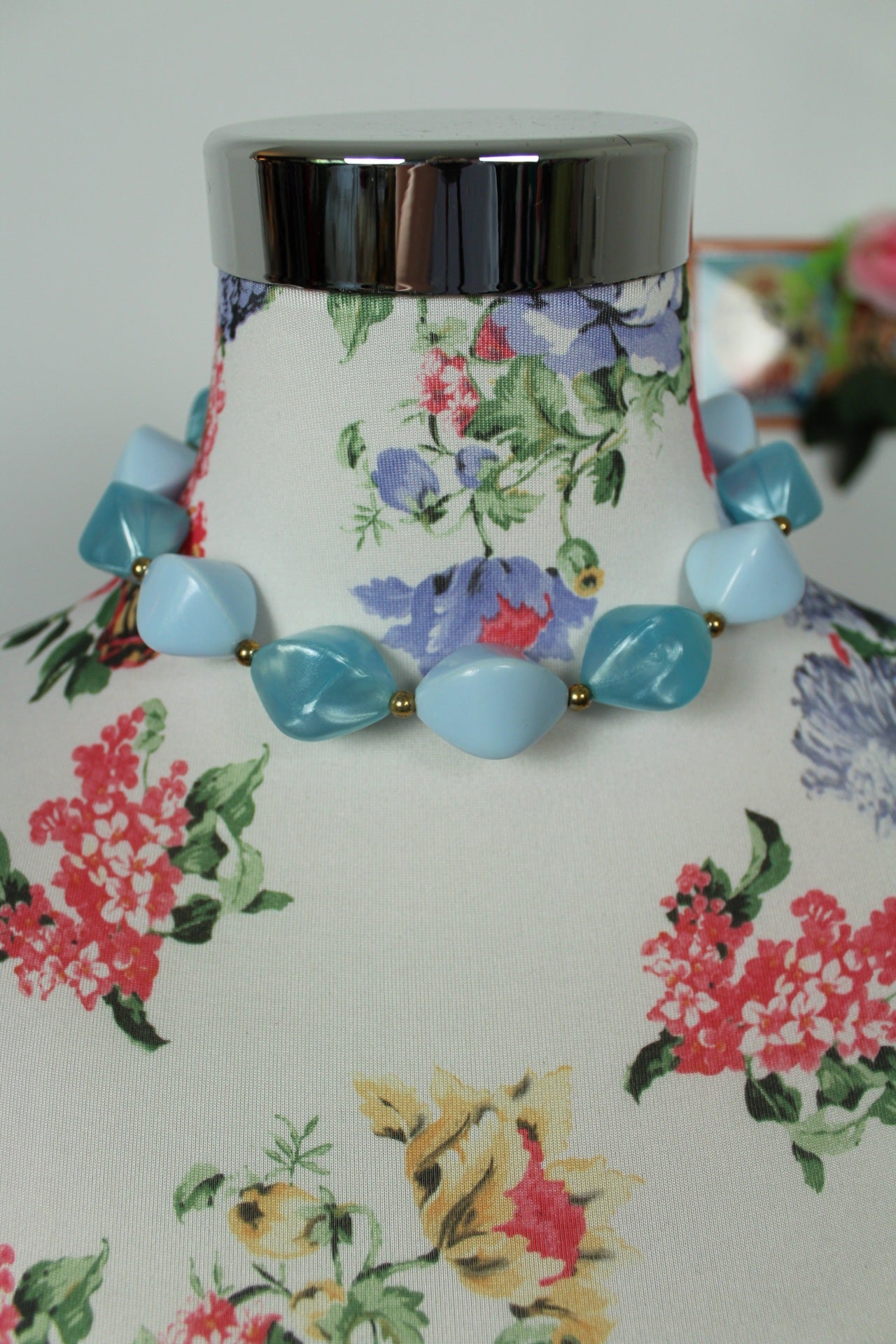 🌸🍒Collier vintage 80's ras du cou perles fuseaux🍒🌸