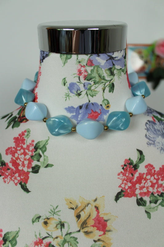 🌸🍒Collier vintage 80's ras du cou perles fuseaux🍒🌸