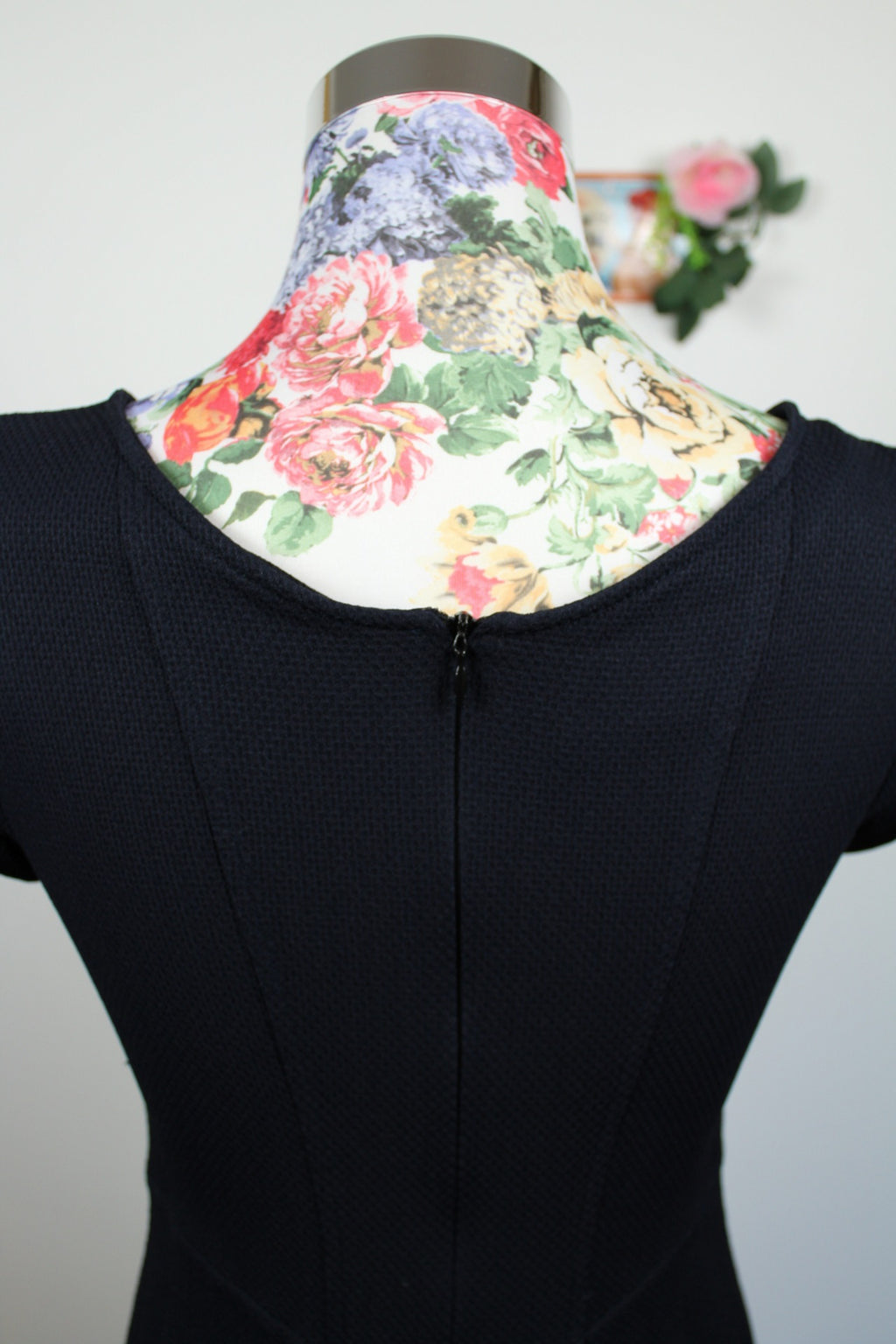 🌸Robe portefeuille style officier vintage 90's texturée bleu marine - automne/hiver🍒