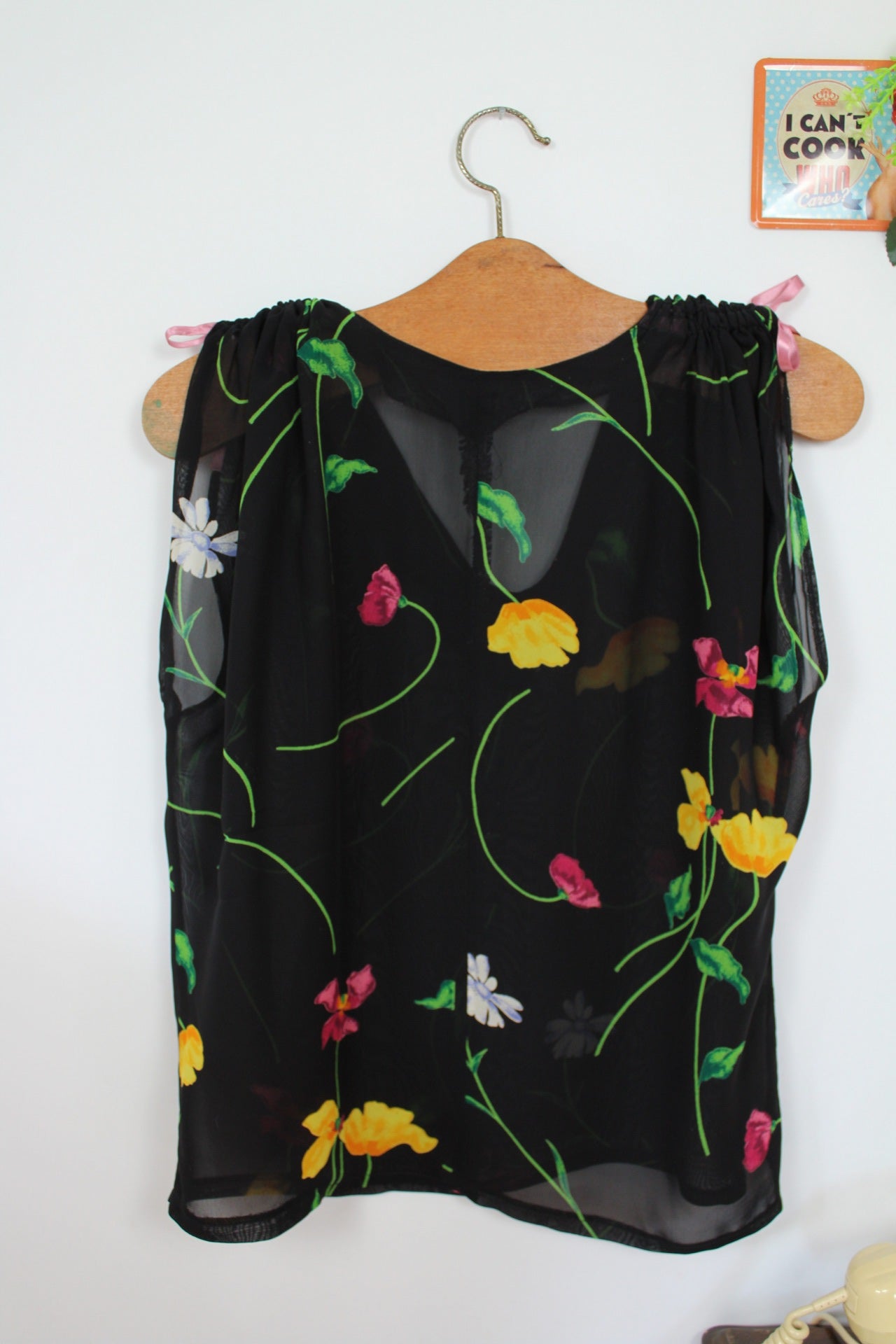 🌸🍒Blouse vintage 90's fait main fleurie - épaules à nouer - Taille 40/42🍒🌸