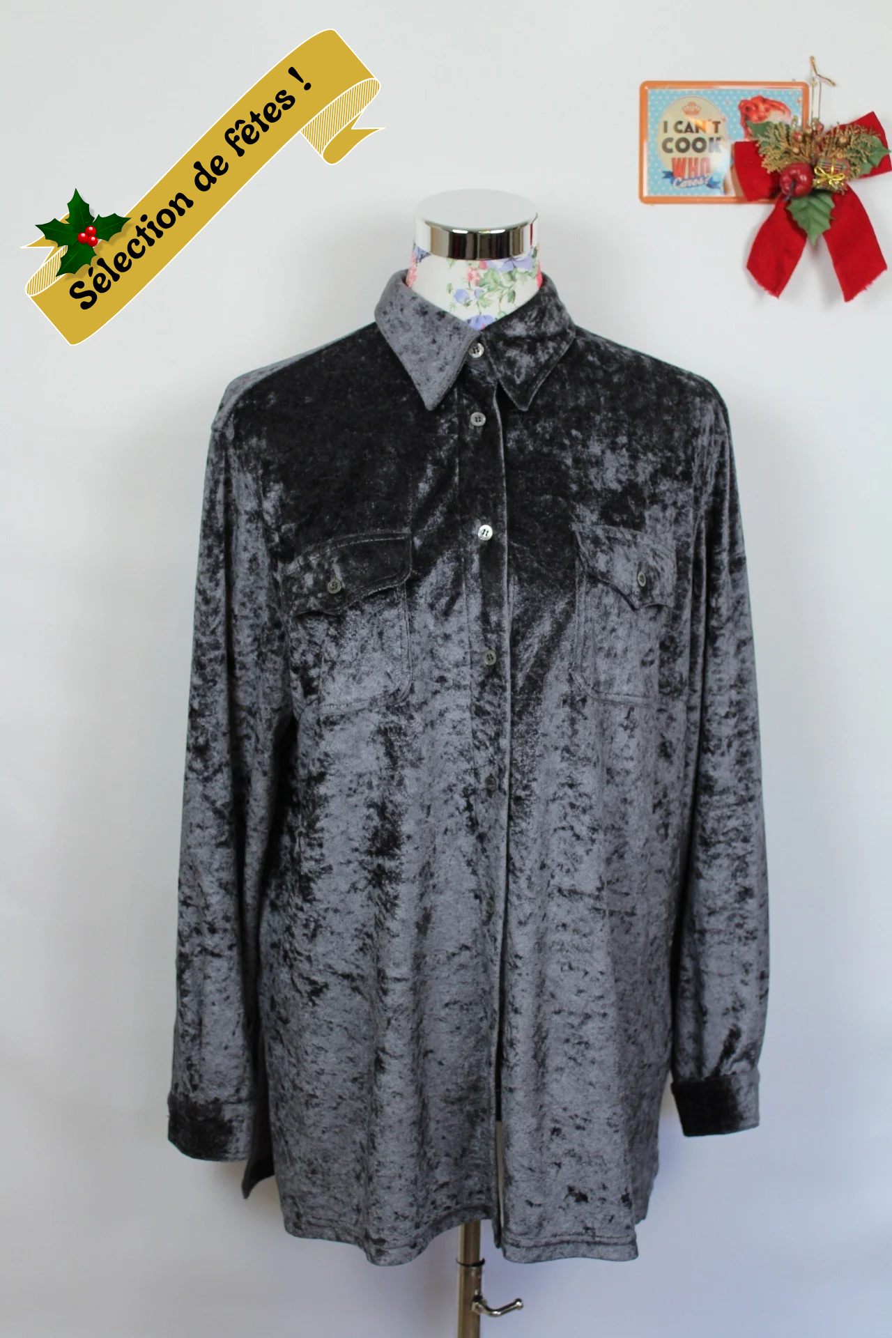 ✨Chemise vintage 90's en velours gris - Miro Sport - Made in Italy - T.38 à 42✨