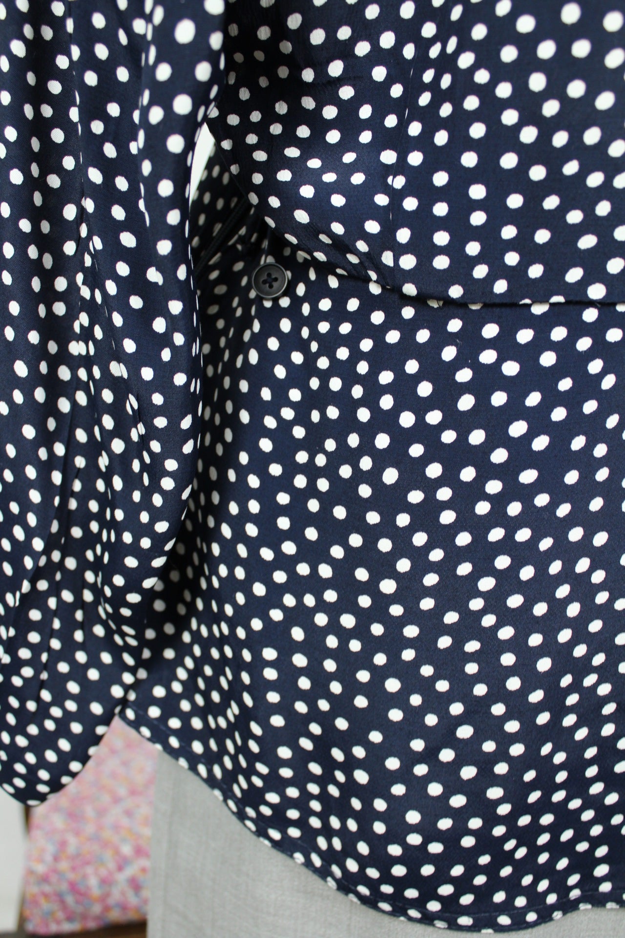 🌸🍒Blouse vintage 80's à pois pin-up - ourlet en V arrondi - Taille 40🍒🌸