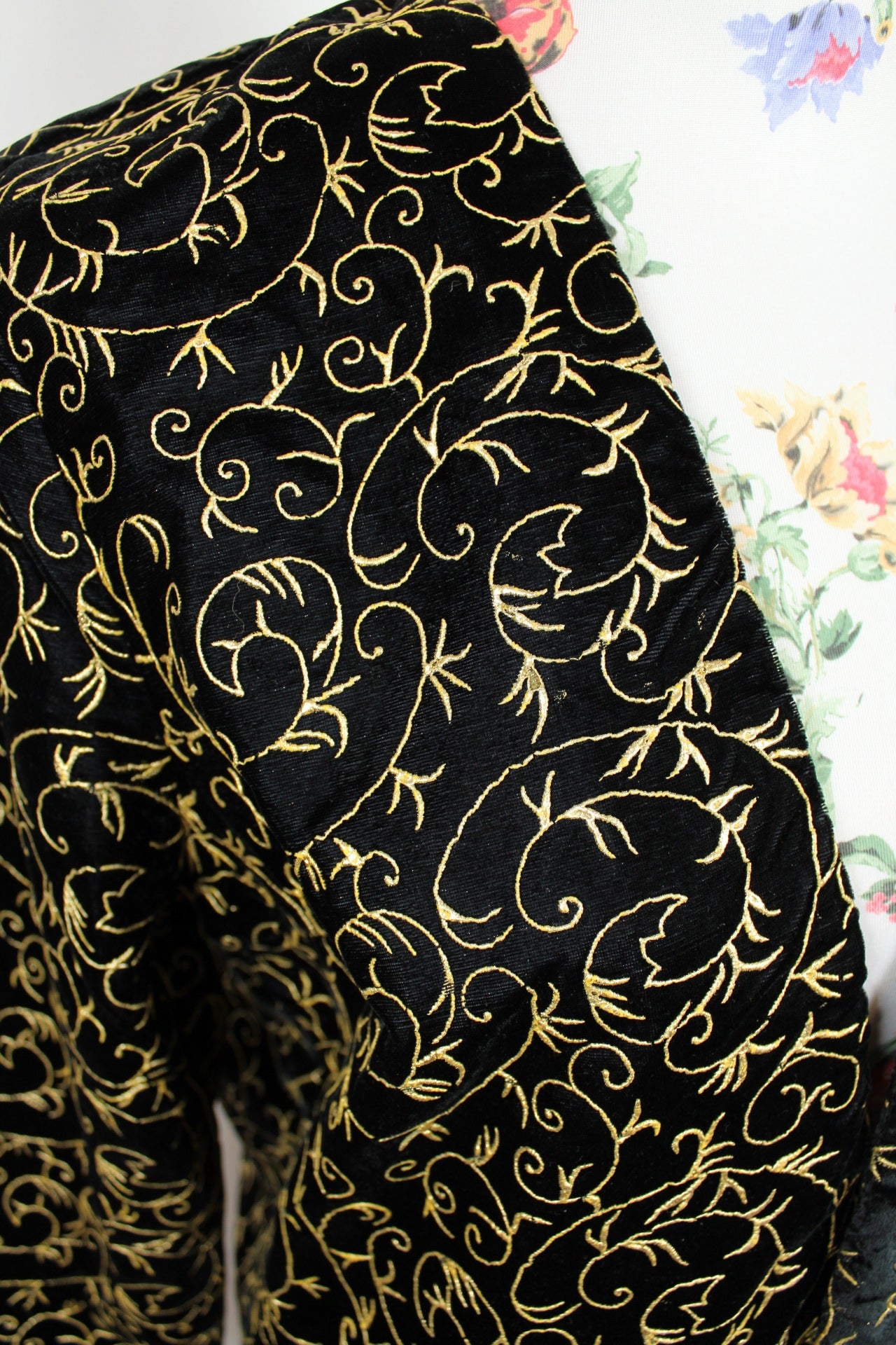 🎄Veste vintage 80's velours noir & broderies or 🎄