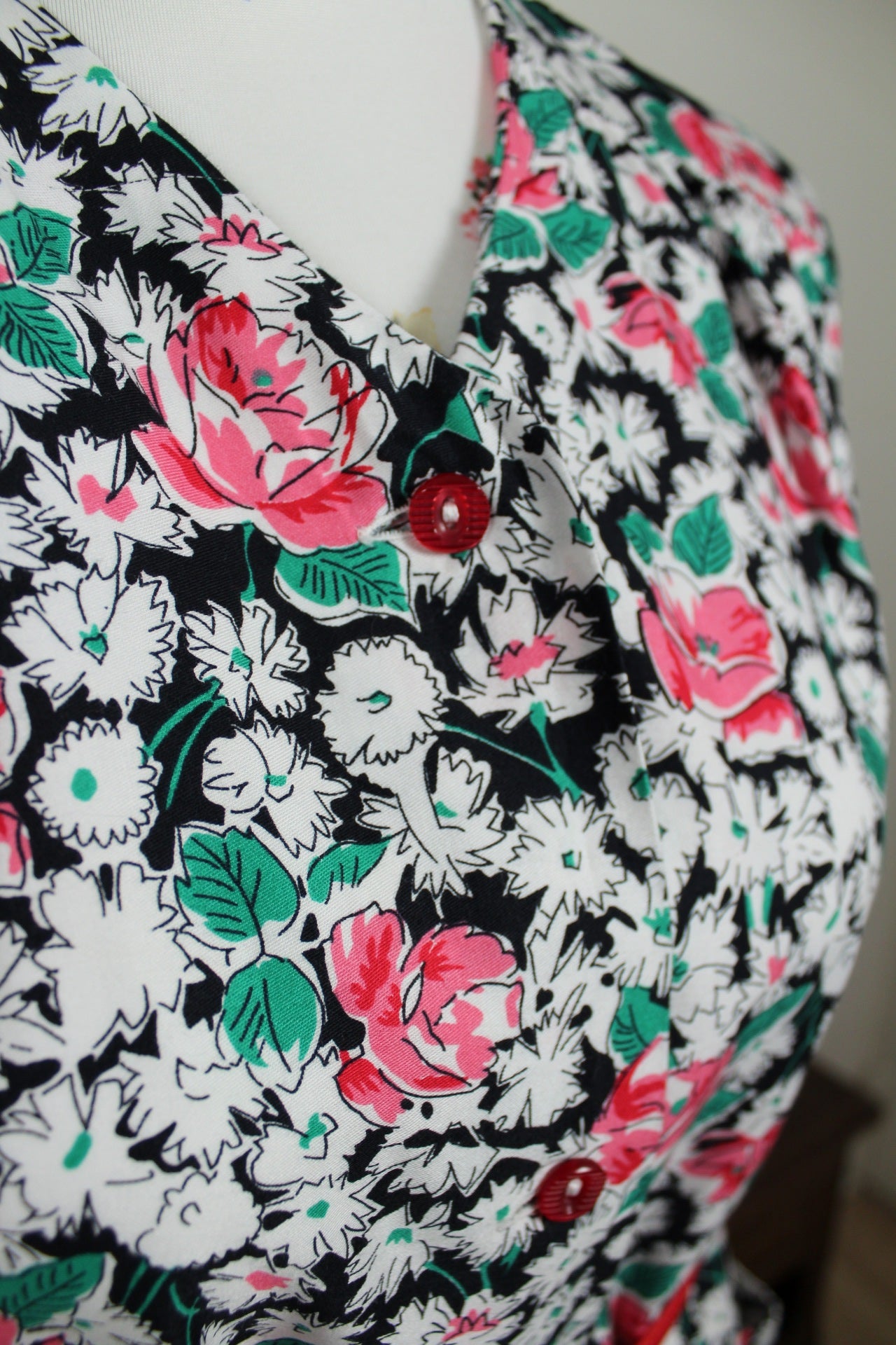 🌸🍒Robe vintage 80's printanière fleurie romantique - Taille 40🍒🌸