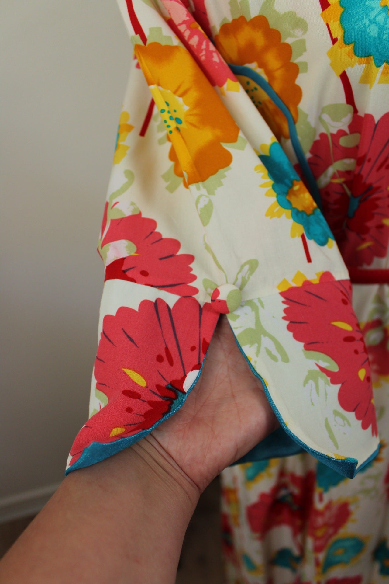 🌸🍒Robe vintage longue 70's hippie motif floral XXL coloré - T.42/44🍒🌸