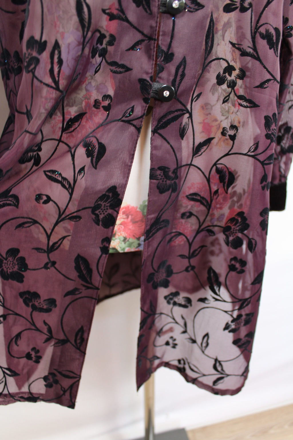 ✨Chemise vintage 90's violette velours & paillettes - élégance mystique✨