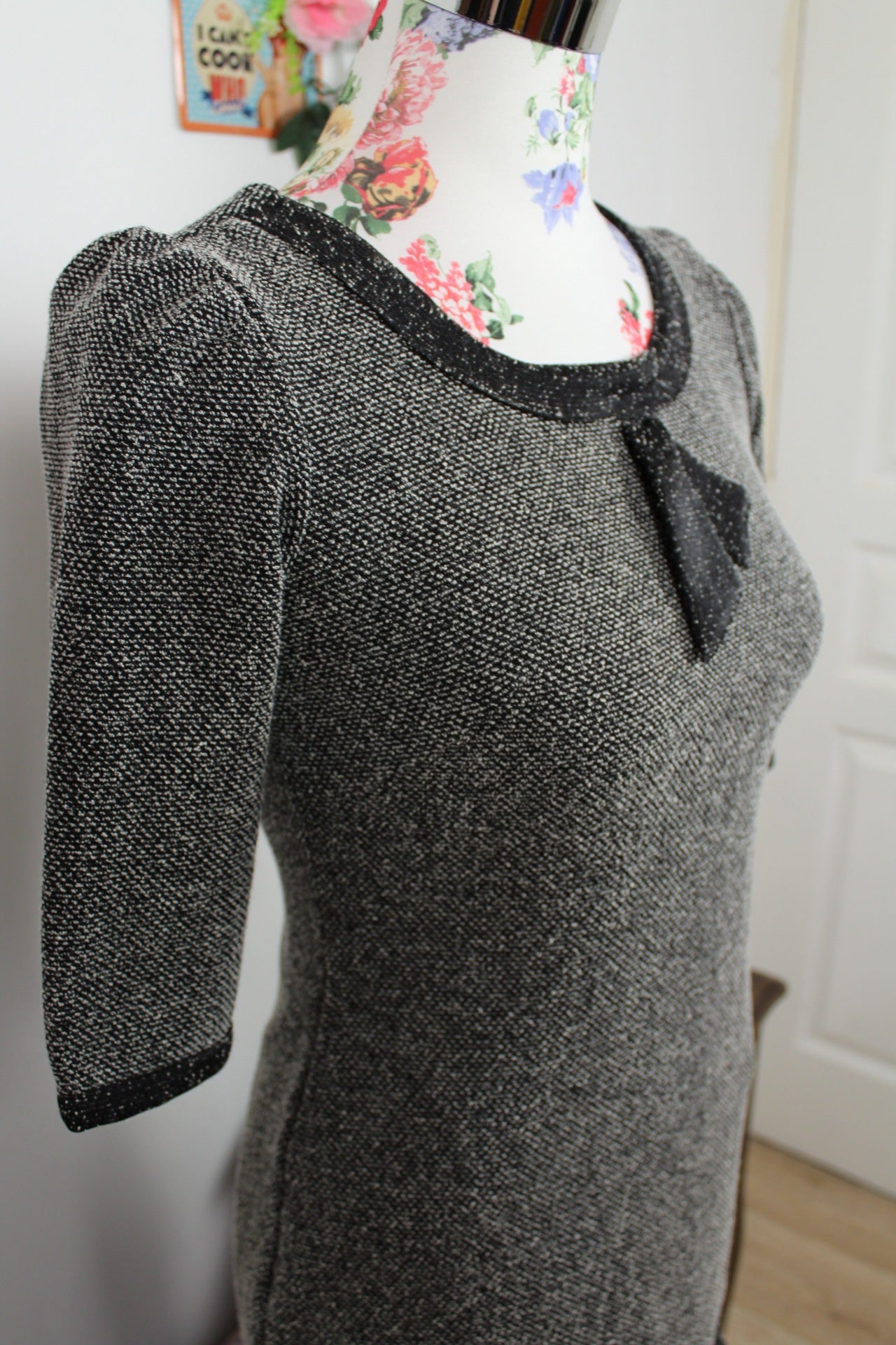 🍒🌸Robe d'hiver Bullhead Black style rétro chic - volants & col lavallière - Taille 36🌸🍒