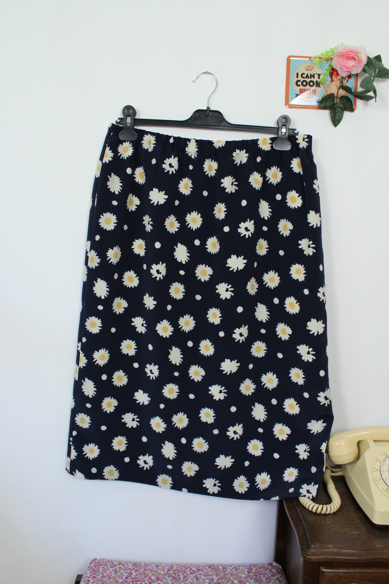 🌸🍒Jupe vintage 80/90s imprimée marguerites - Marcelle Griffon - Taille 42/44🍒🌸