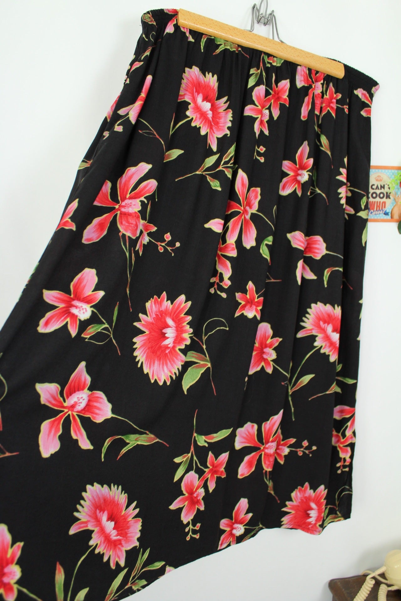 🌸🍒Jupe vintage 90's midi fluide imprimée fleurs des îles - Taille 44/46🍒🌸