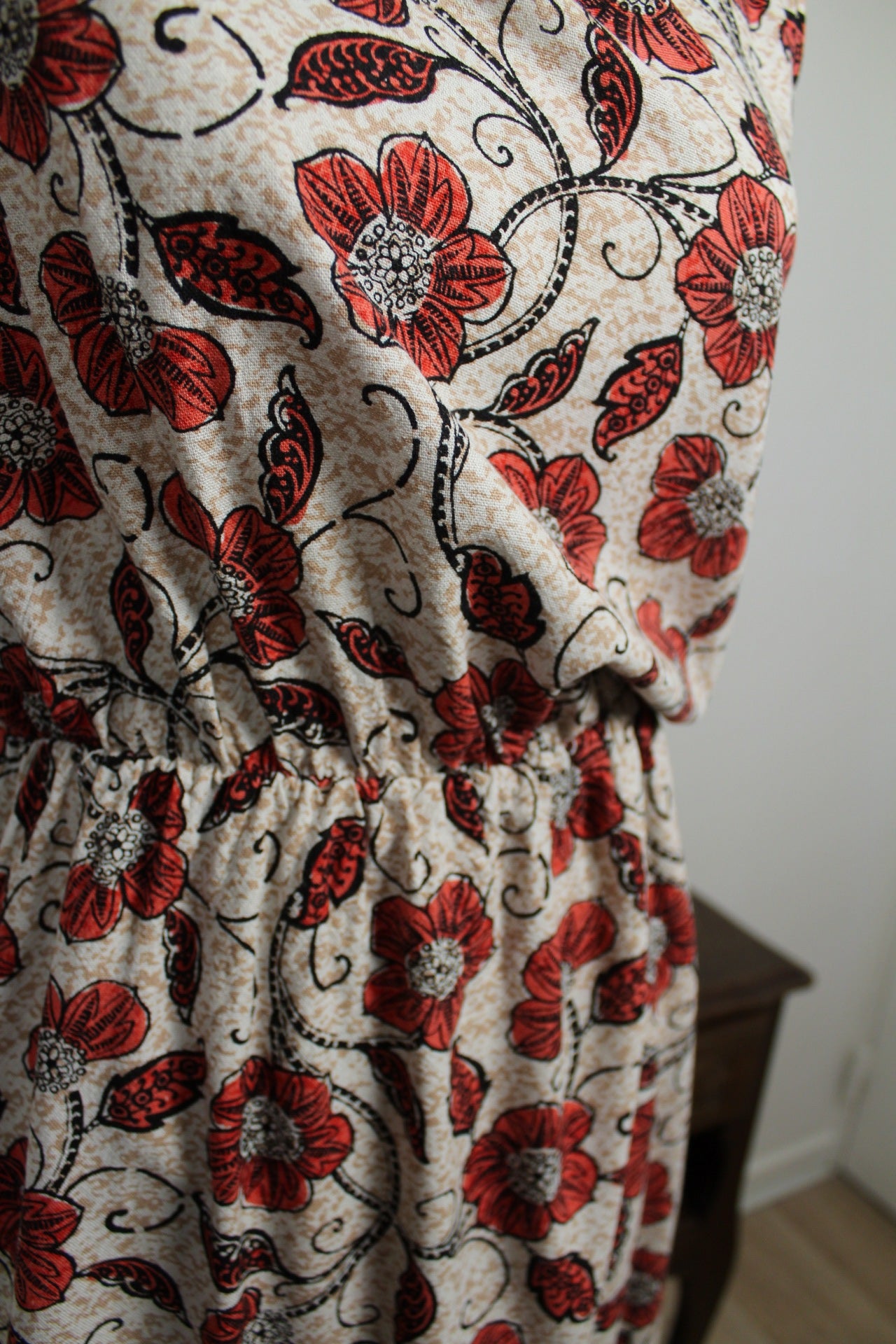 🌸🍒Robe vintage 90's fleurie esprit naturel lin & coton - Taille 38🍒🌸