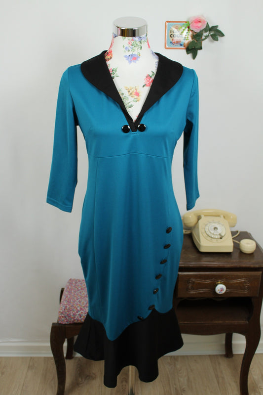 🌸🍒Robe pin-up bleu intense coupe sirène - Nice Forever - Taille 38🍒🌸
