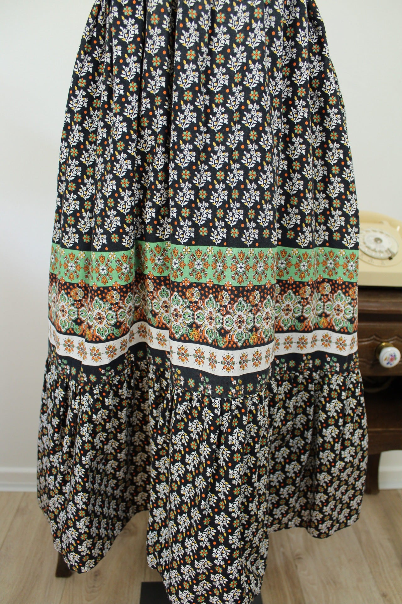 🌸🍒Robe vintage 70/80's esprit bohème/folk en coton fleuri - Taille 32 à 34🍒🌸