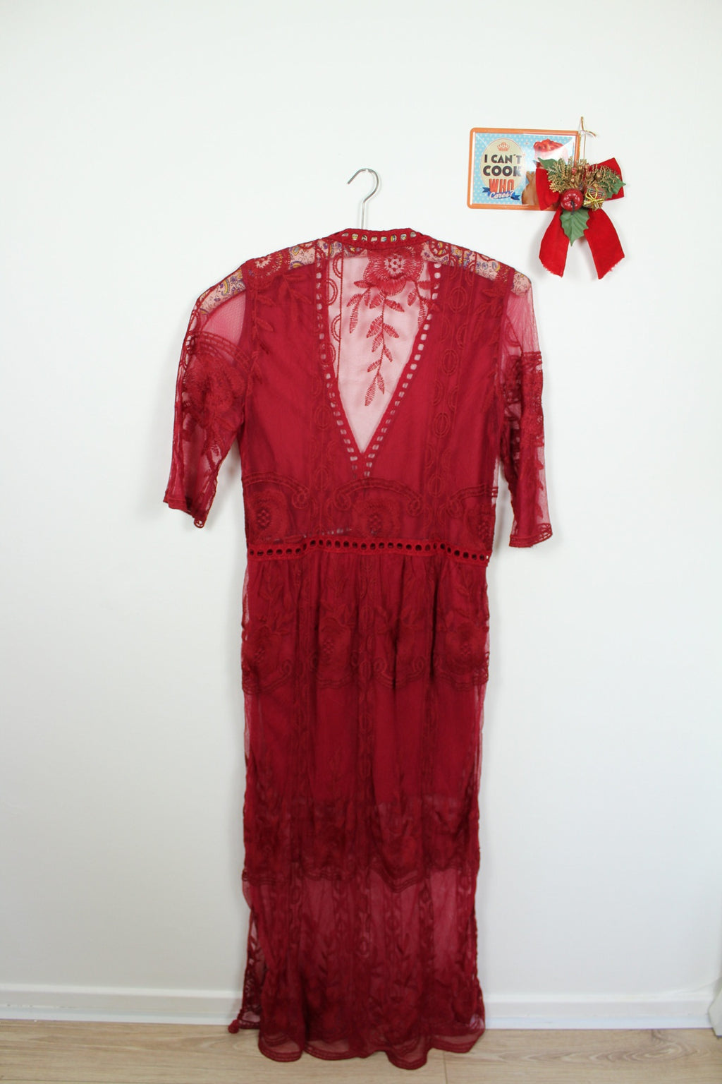 ✨ Robe longue bordeaux bohème ajourée ✨