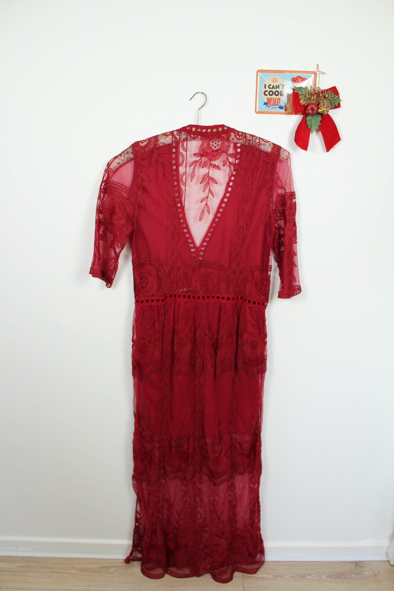 ✨ Robe longue bordeaux bohème ajourée ✨