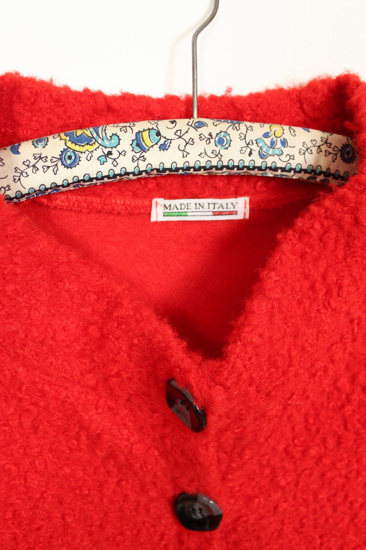 🌸Cardigan rouge bouclé 80's - style Jackie O - made in Italy🍒