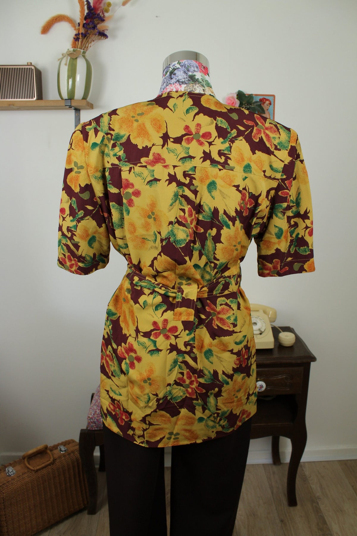 Blouse veste vintage années 80 fleurs d'automne - Betty Barclay Taille 40