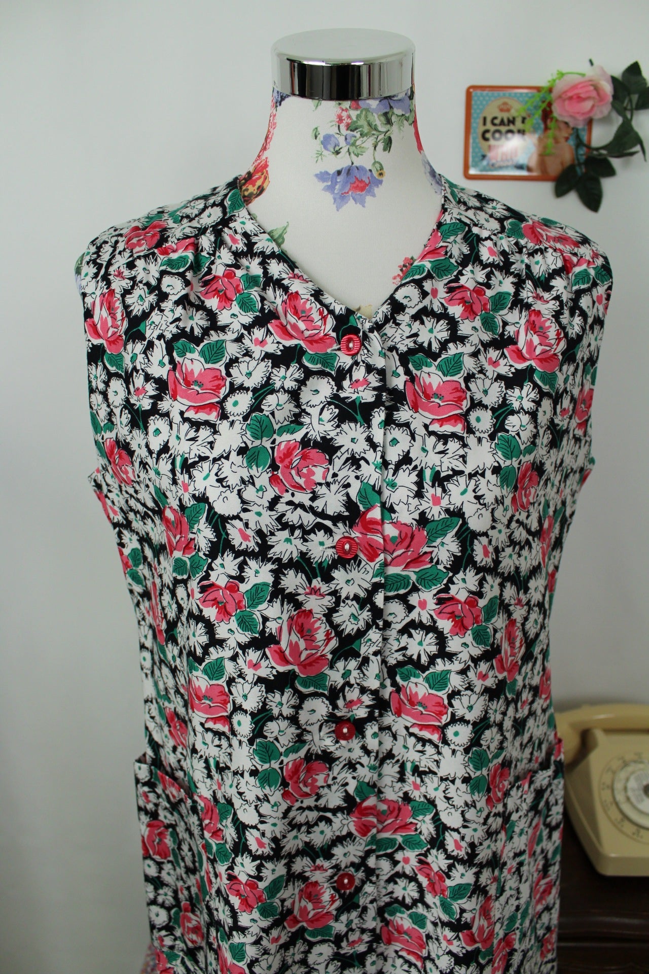🌸🍒Robe vintage 80's printanière fleurie romantique - Taille 40🍒🌸