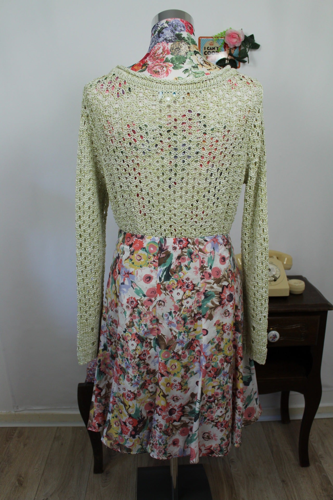 🌸🍒Pull ajouré perles nacrées vintage chic - Création L - 90s/2000s - Taille 40/42🍒🌸