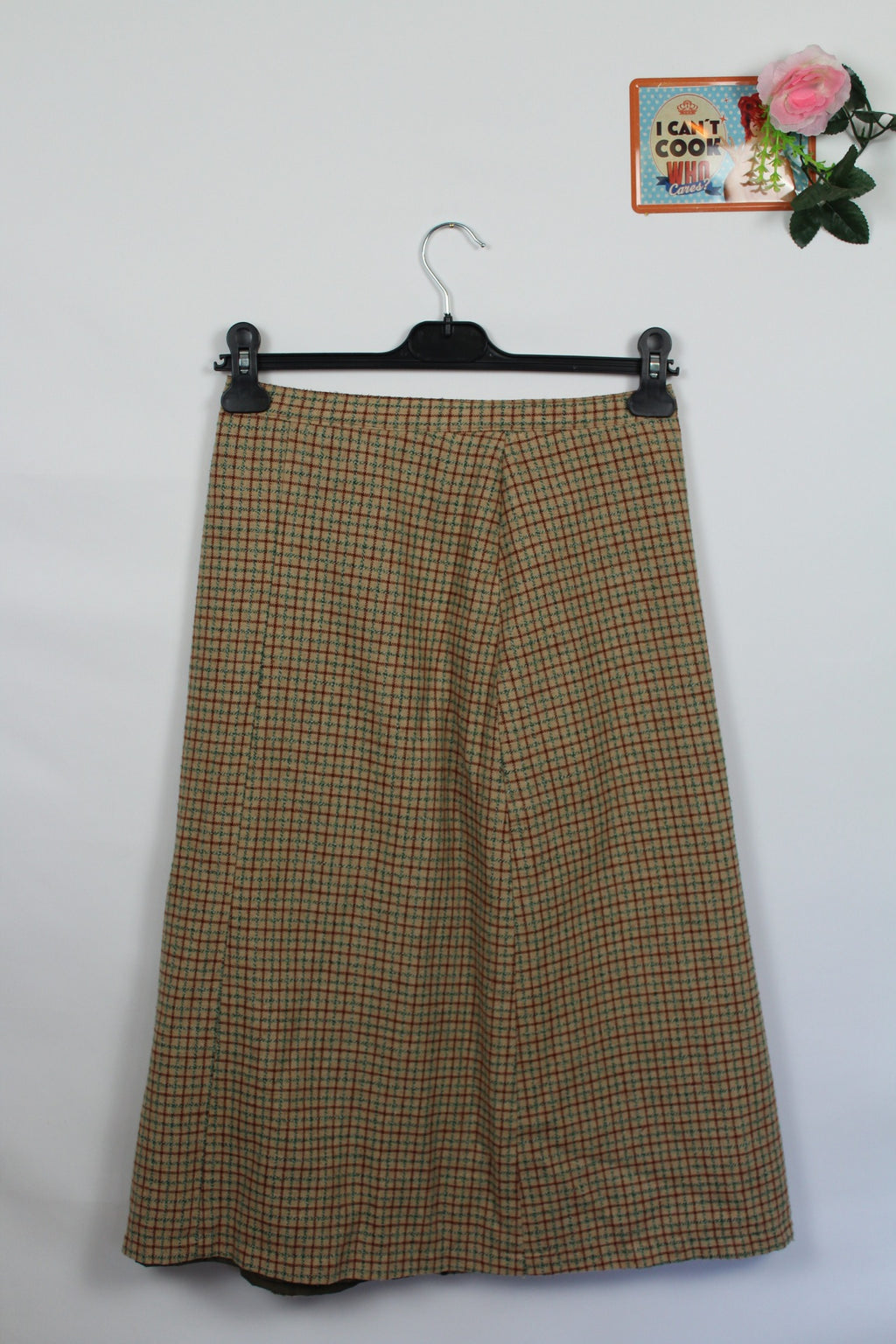🌸Jupe vintage 70's automne/hiver à carreaux - plissée d'un côté🍒