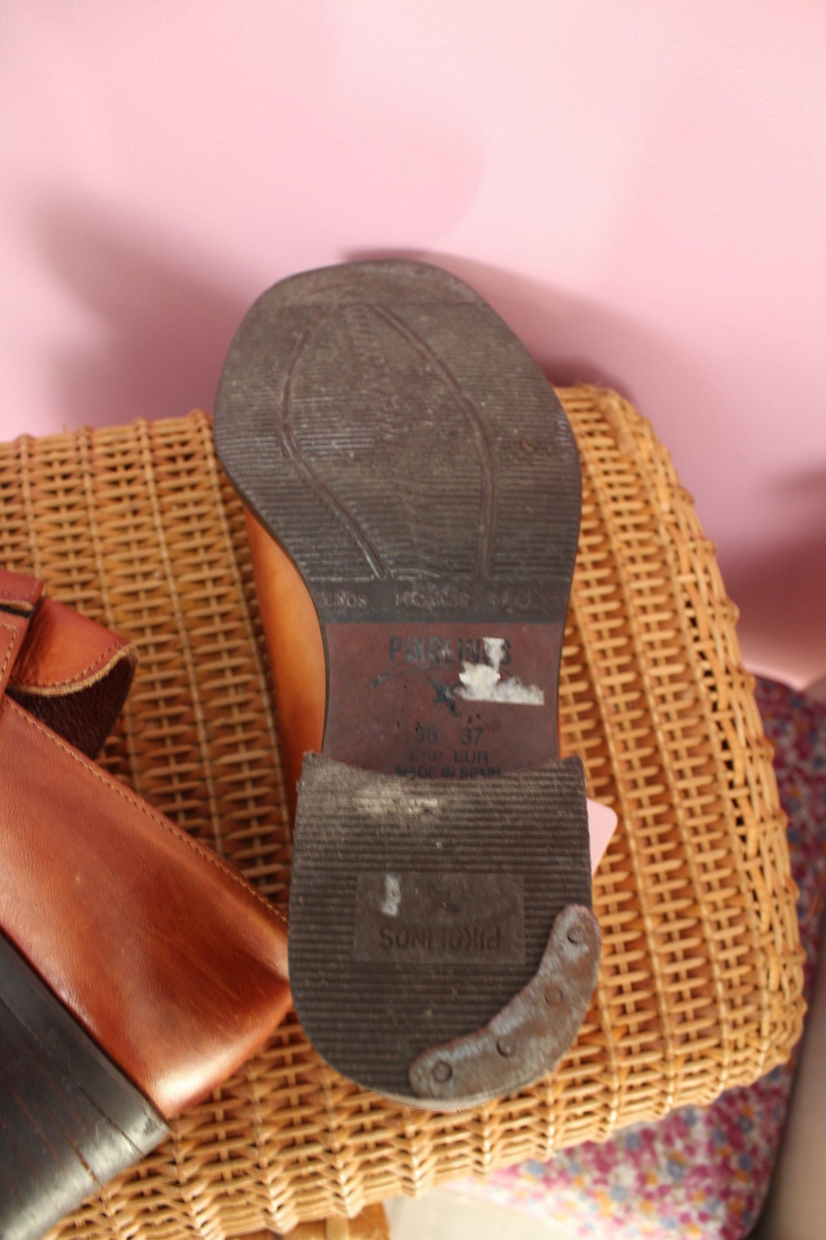 Mocassins Pikolinos à bride - cuir lisse camel - bout carré - pointure 37