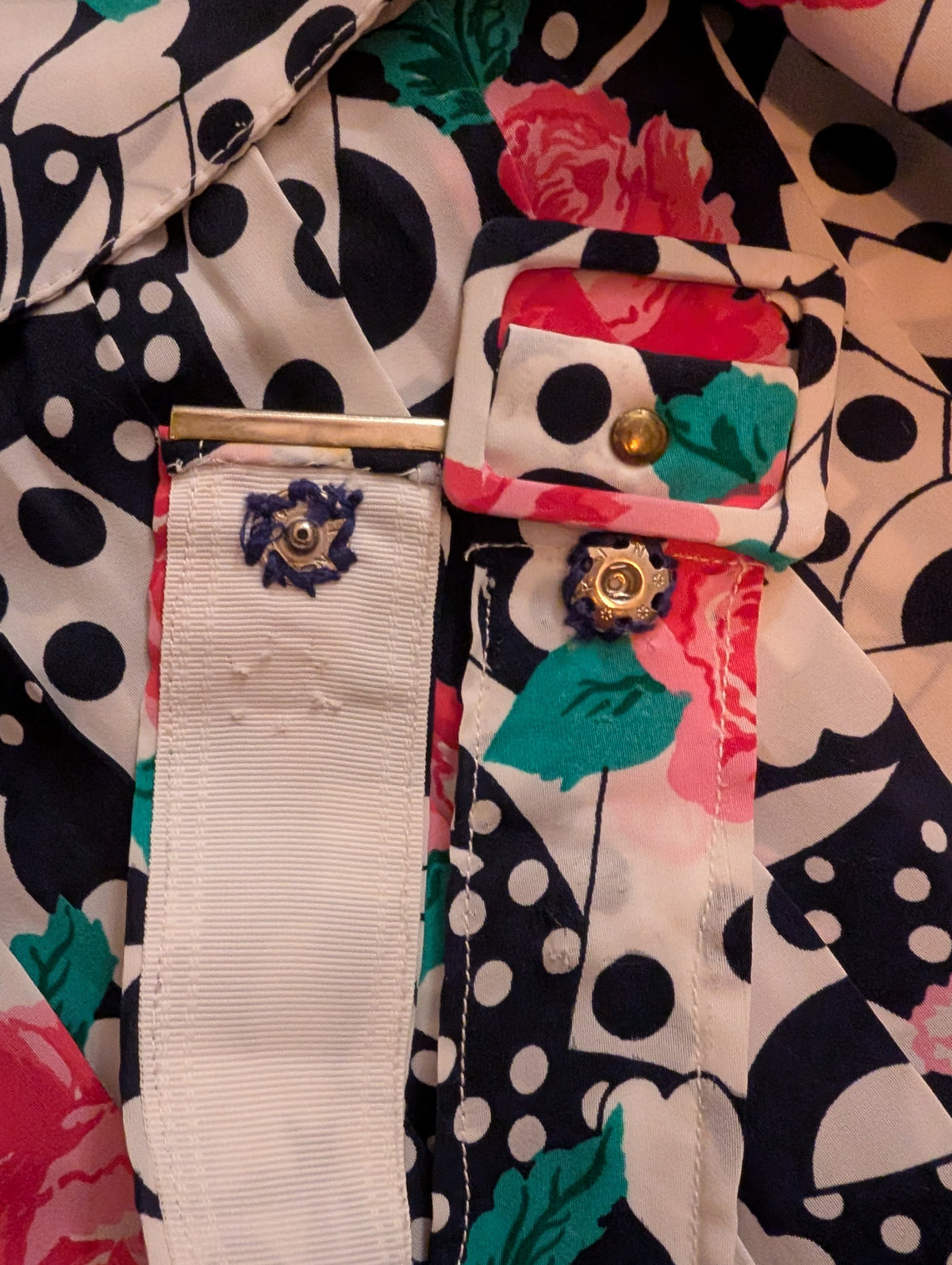 Robe vintage années 80 roses, pois & trèfles - boléro inclus - Taille 46/48