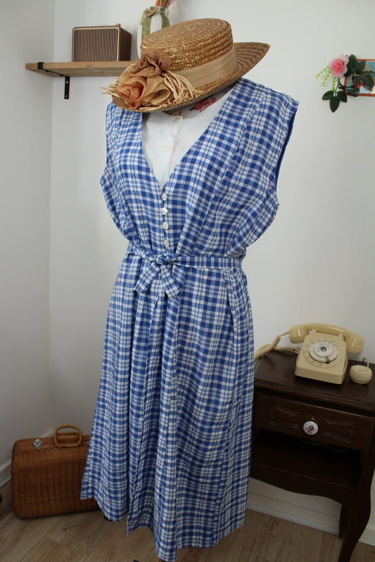 🌸🍒Robe vintage années 90 - deux en un - esprit chemisier drapé & carreaux cottagecore - Taille 42/44🍒🌸