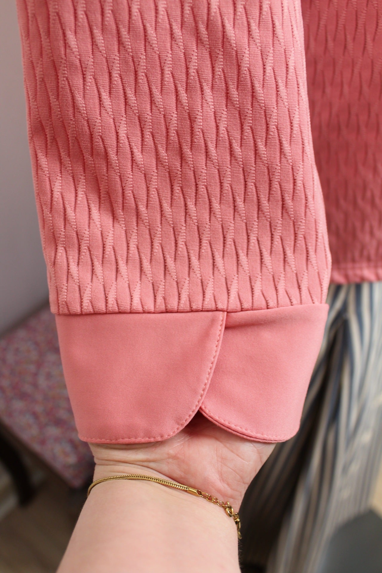 🍒🌸Blouse vintage 90's col chemisier - rose romantique texturé Damart - Taille 38/40🌸🍒