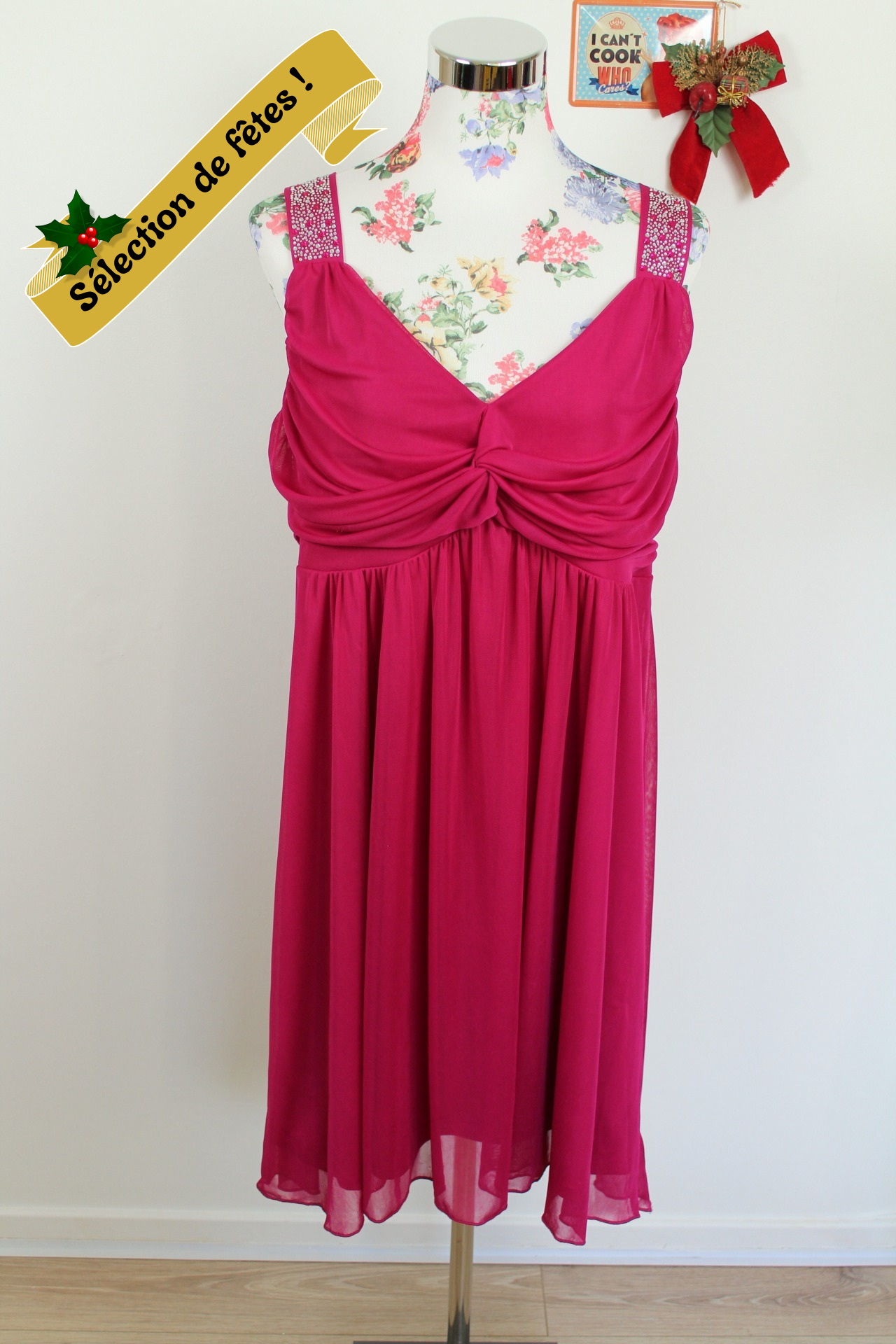 ✨Robe fuchsia Bodyflirt en voile doublé et strass - fêtes & soirées✨