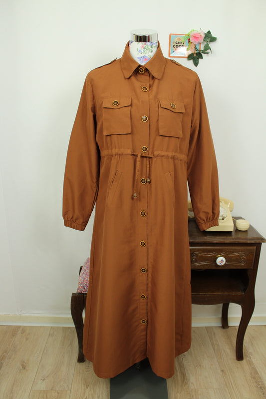 🍒🌸Robe chemise couleurs camel - style saharienne chic - Taille 40🌸🍒