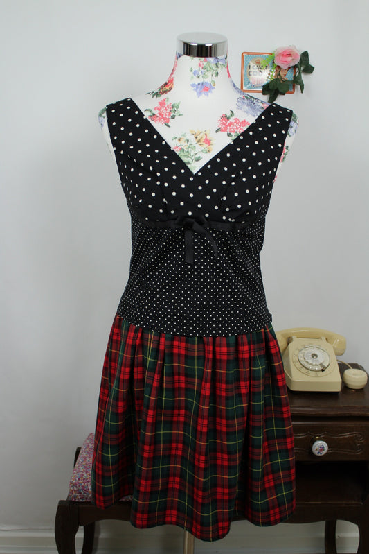 🌸🍒Jupe vintage 80/90s tartan rouge & vert inspiration écossaise - Taille 38 à 42🍒🌸