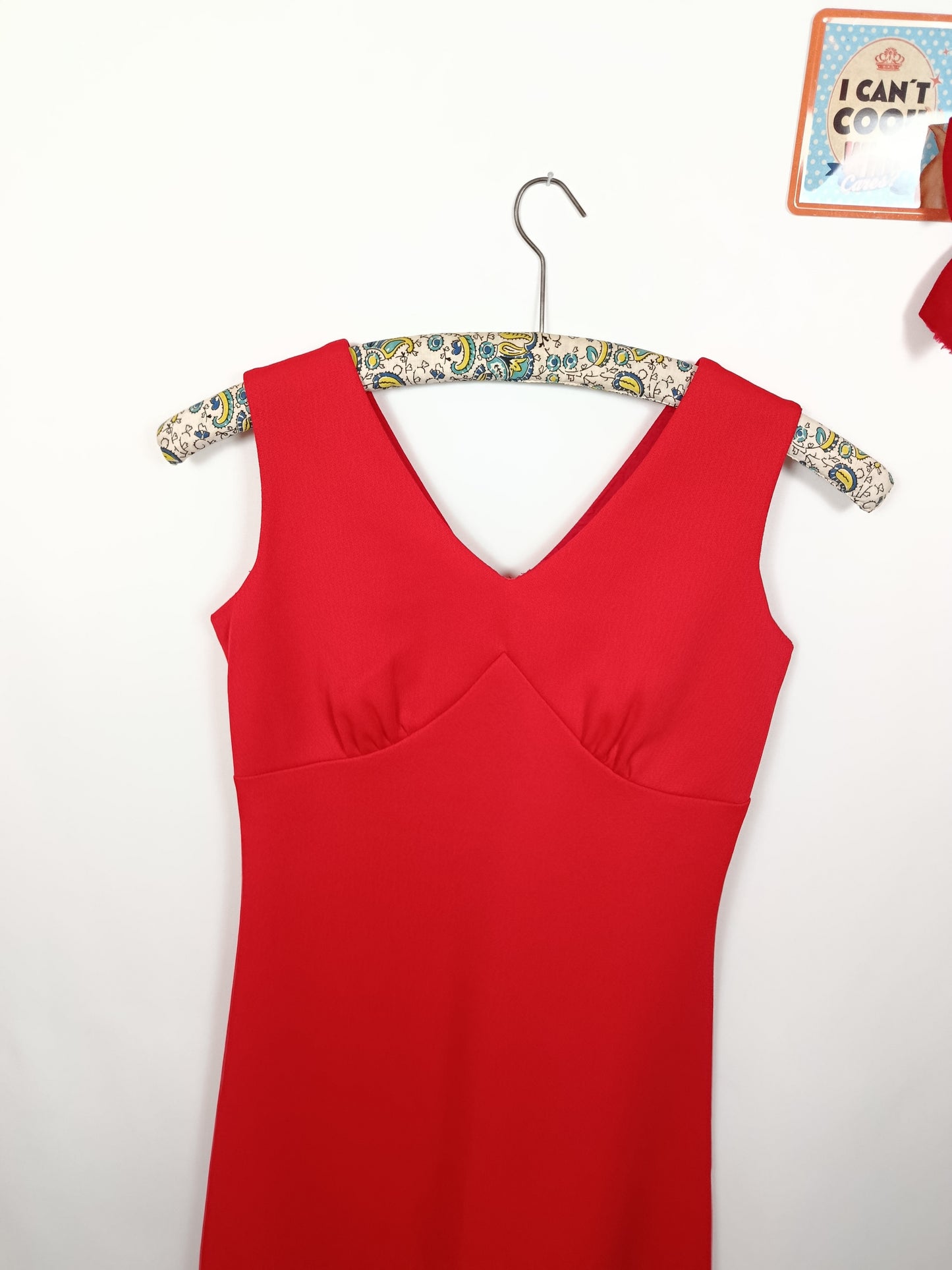 ✨Robe longue rouge vintage 90's - matière épaisse & coupe élégante - Tergal✨
