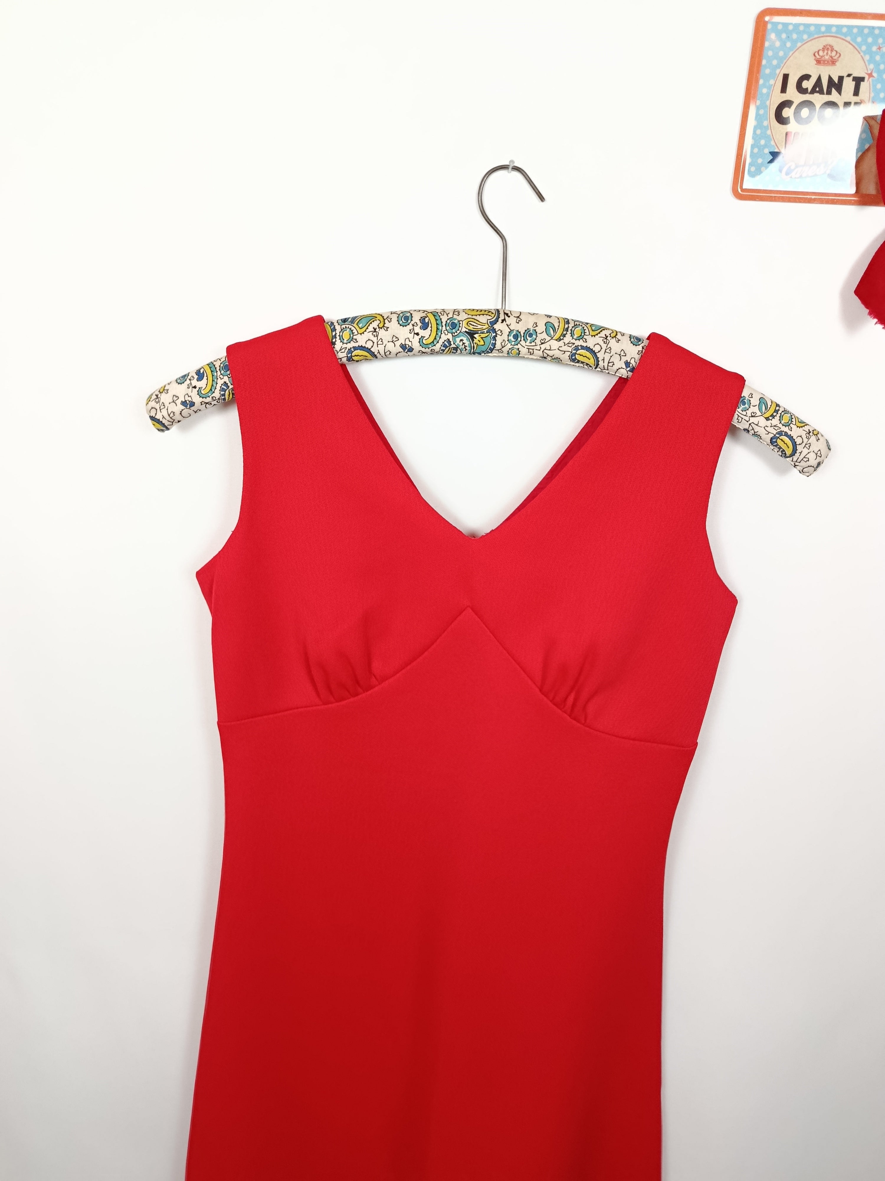 ✨Robe longue rouge vintage 90's - matière épaisse & coupe élégante - Tergal✨