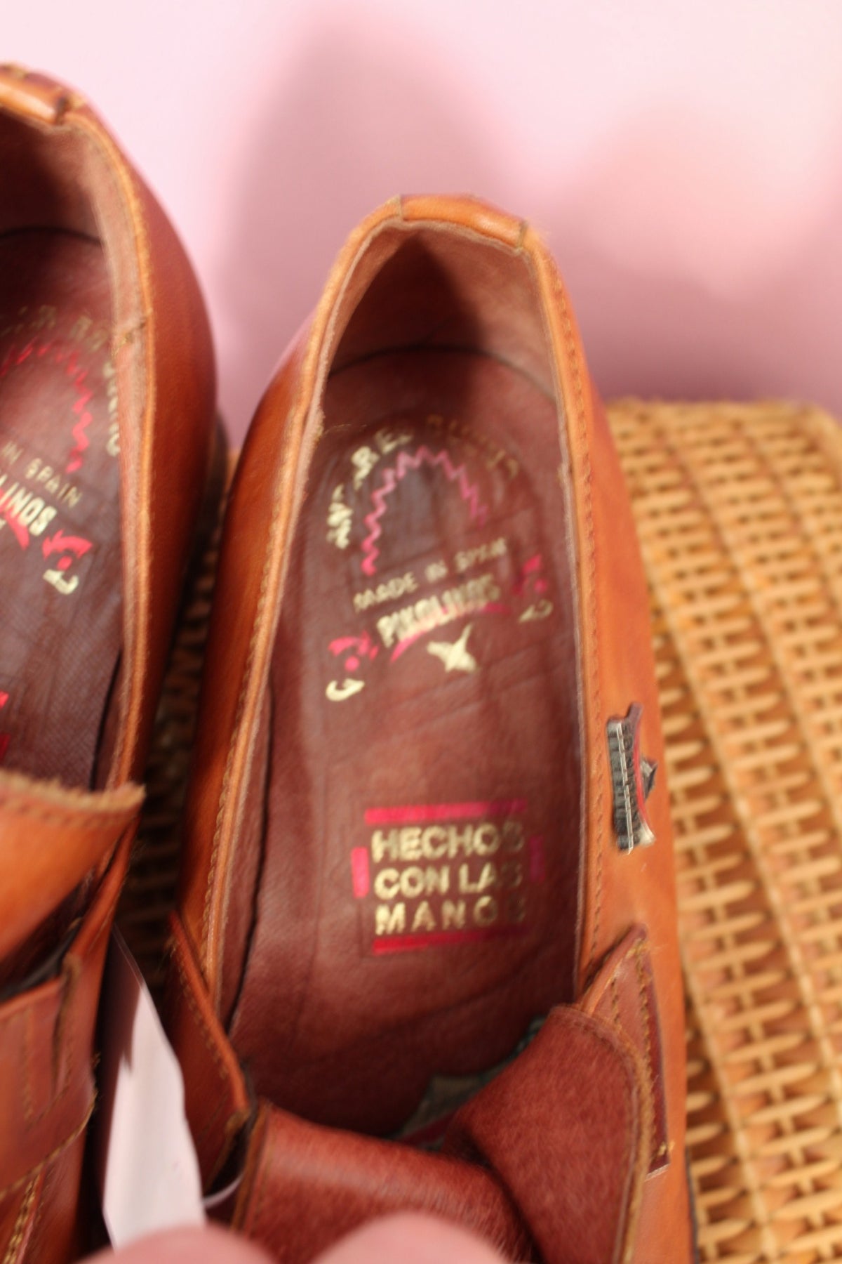 Mocassins Pikolinos à bride - cuir lisse camel - bout carré - pointure 37