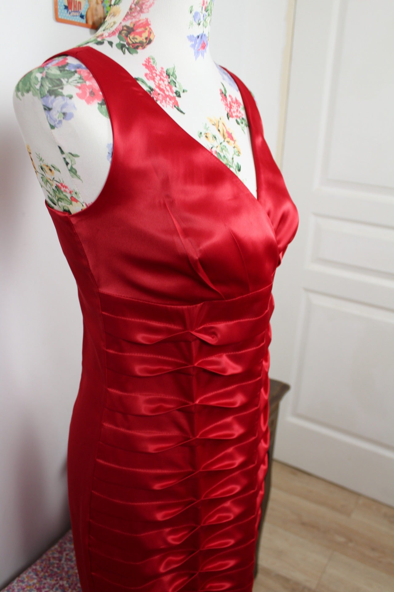 🌸🍒Robe rouge de soirée satinée vintage 2000s/Y2k façon Hollywood - Taille 36🍒🌸