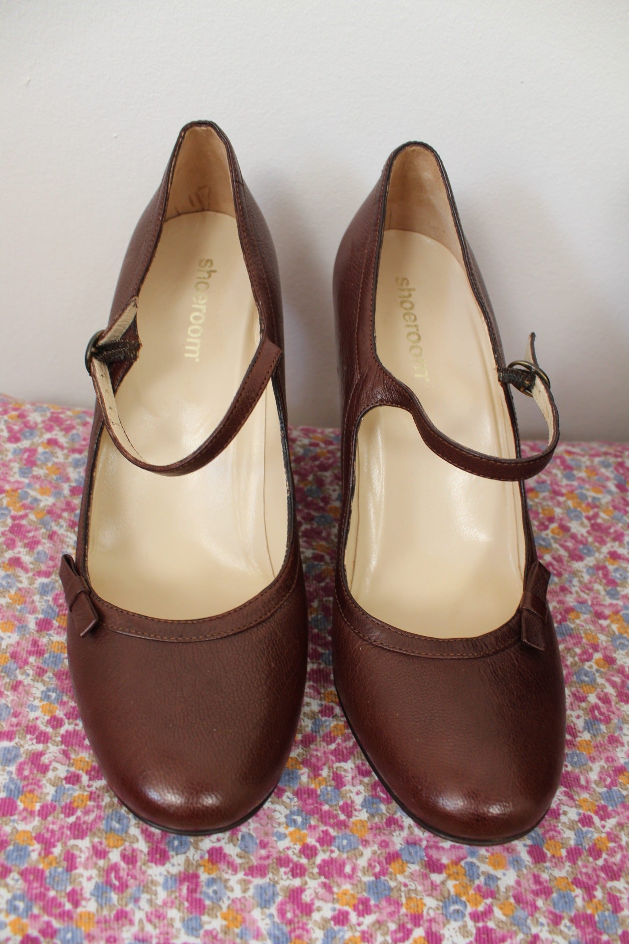 🌸🍒 Escarpins Shoeroom tout cuir marron - petit noeud pin-up & bride Mary Jane - pointure 39🍒🌸
