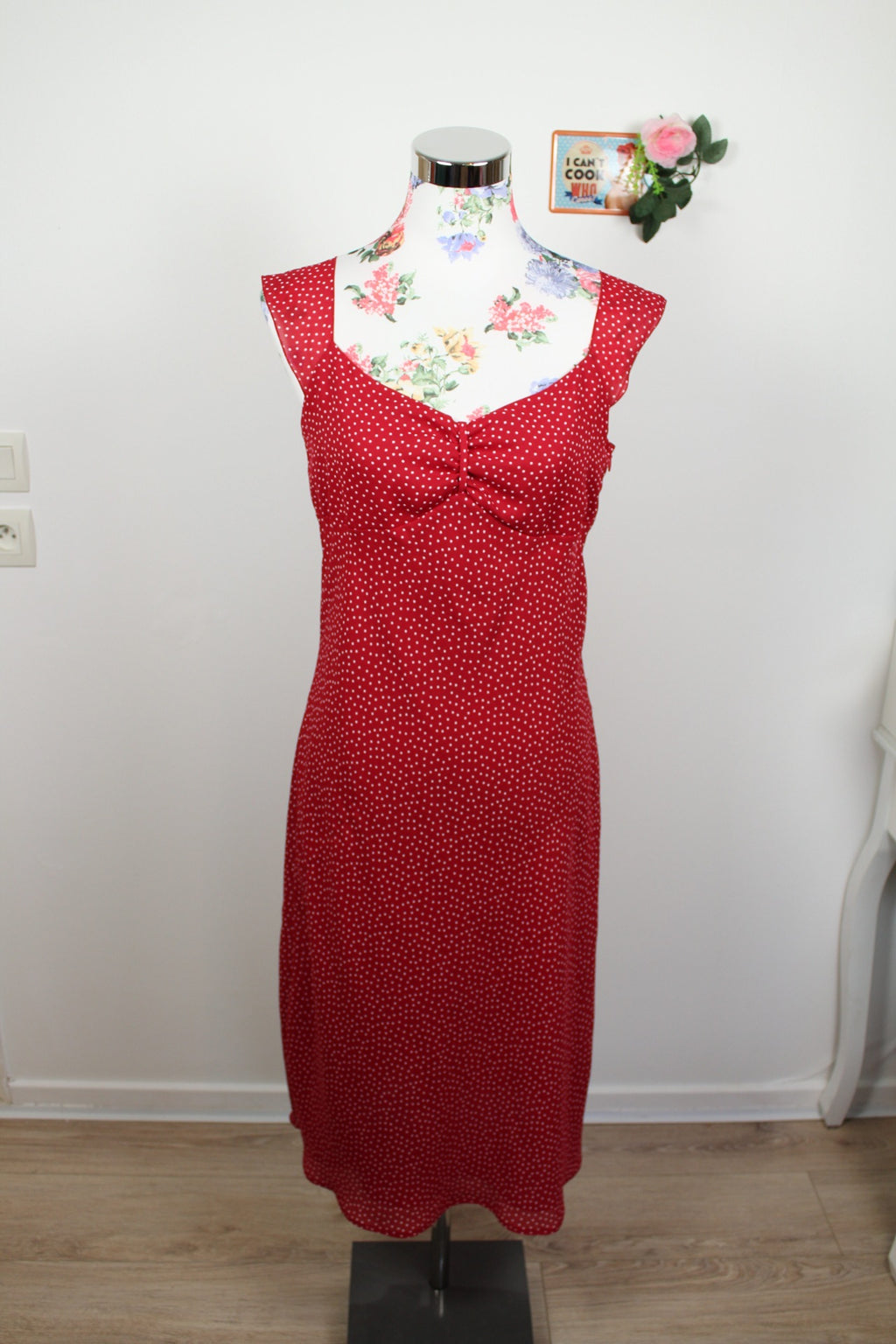 🌸Robe pin-up vintage 90's C&A Yessica - rouge à pois blancs chic 🍒