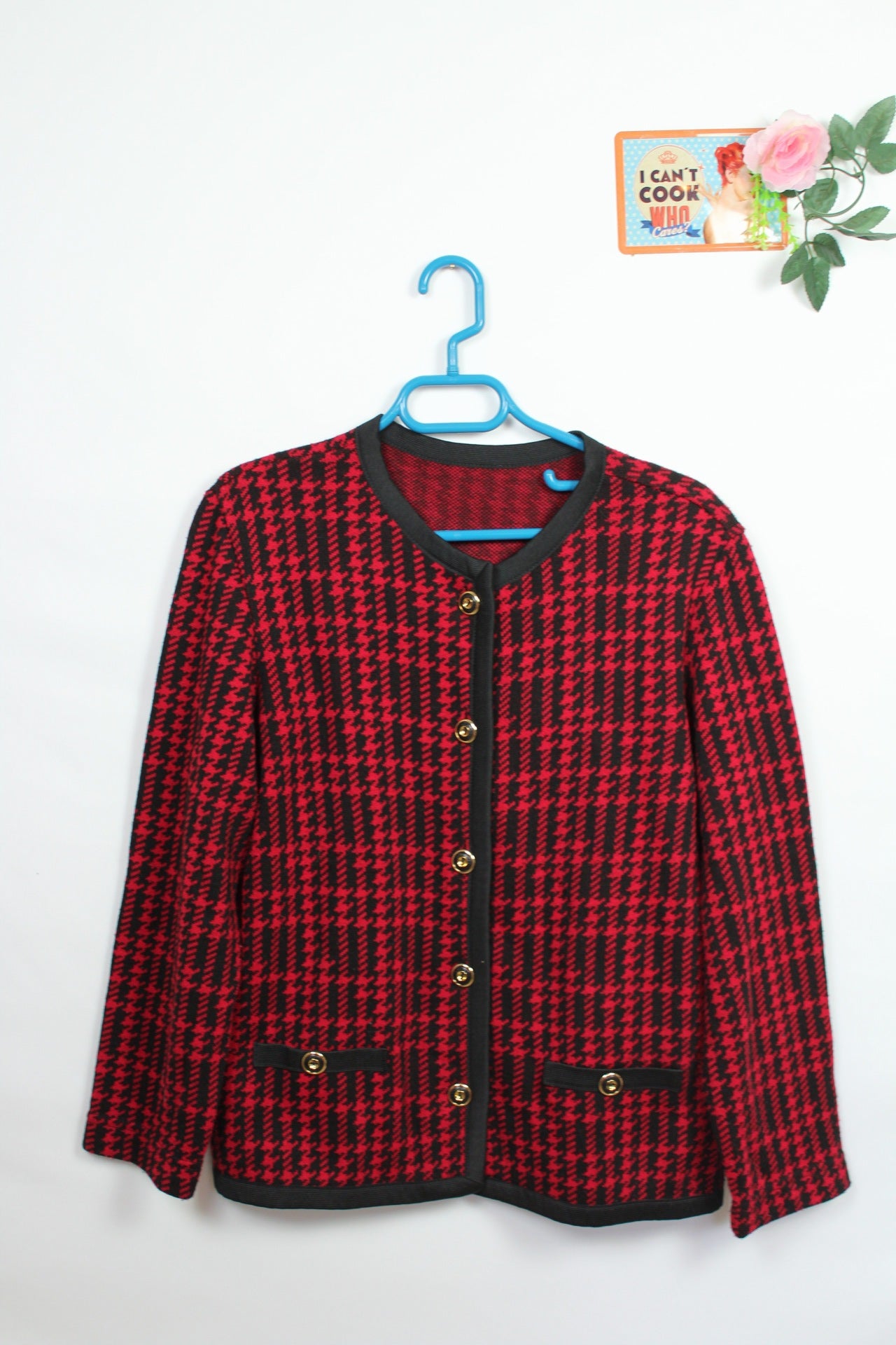 ✨Cardigan vintage italien 80/90s - pieds de poule & boutons dorés✨