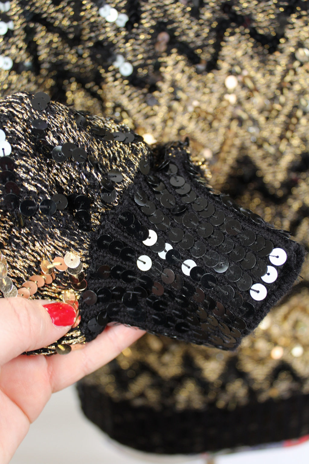 ✨Pull vintage 80's à sequins dorés & manches chauve-souris - party glam✨