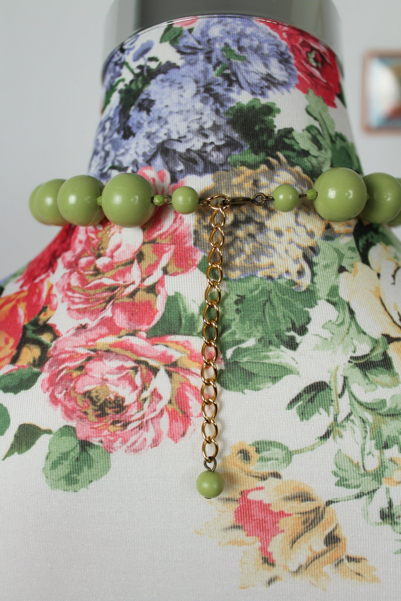 🌸🍒Collier vintage 80's ras du cou perles vertes🍒🌸