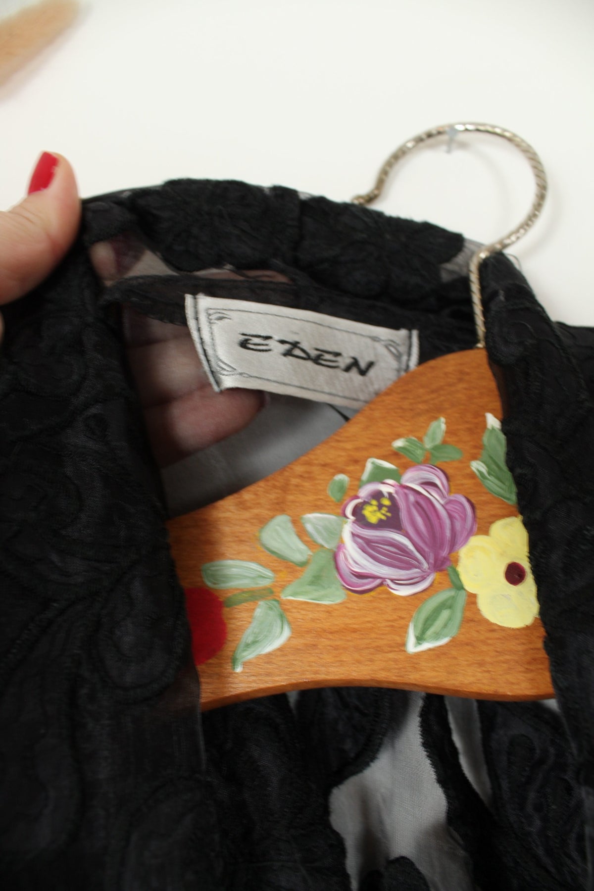 Cardigan noir transparent vintage années 80 dentelle fleurie baroque dark romantique gothique - Taille 42/44