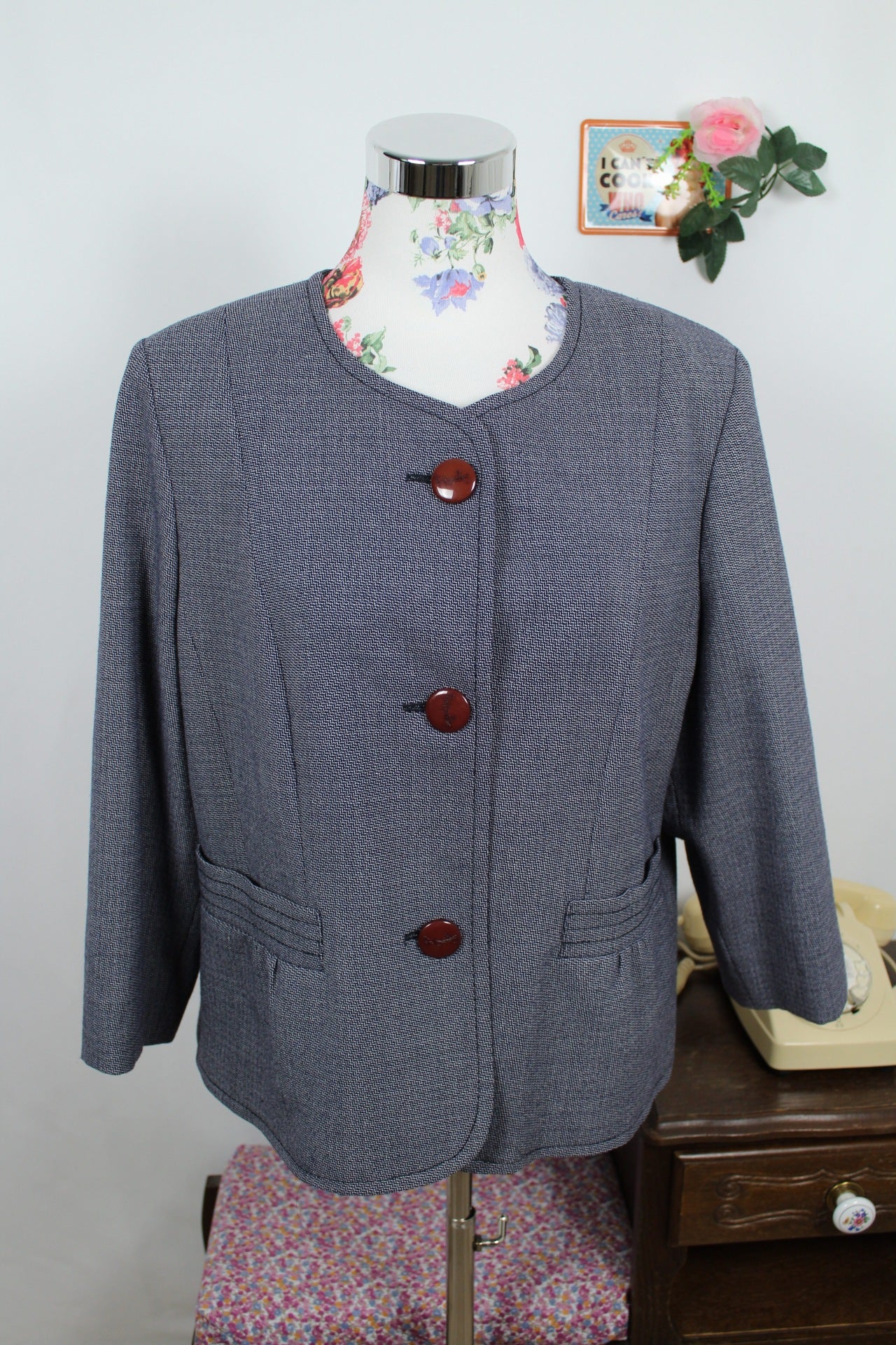 🌸🍒Veste vintage Weill 80/90s en laine - boutons calèche iconiques - chic parisien - Taille 42/44🍒🌸