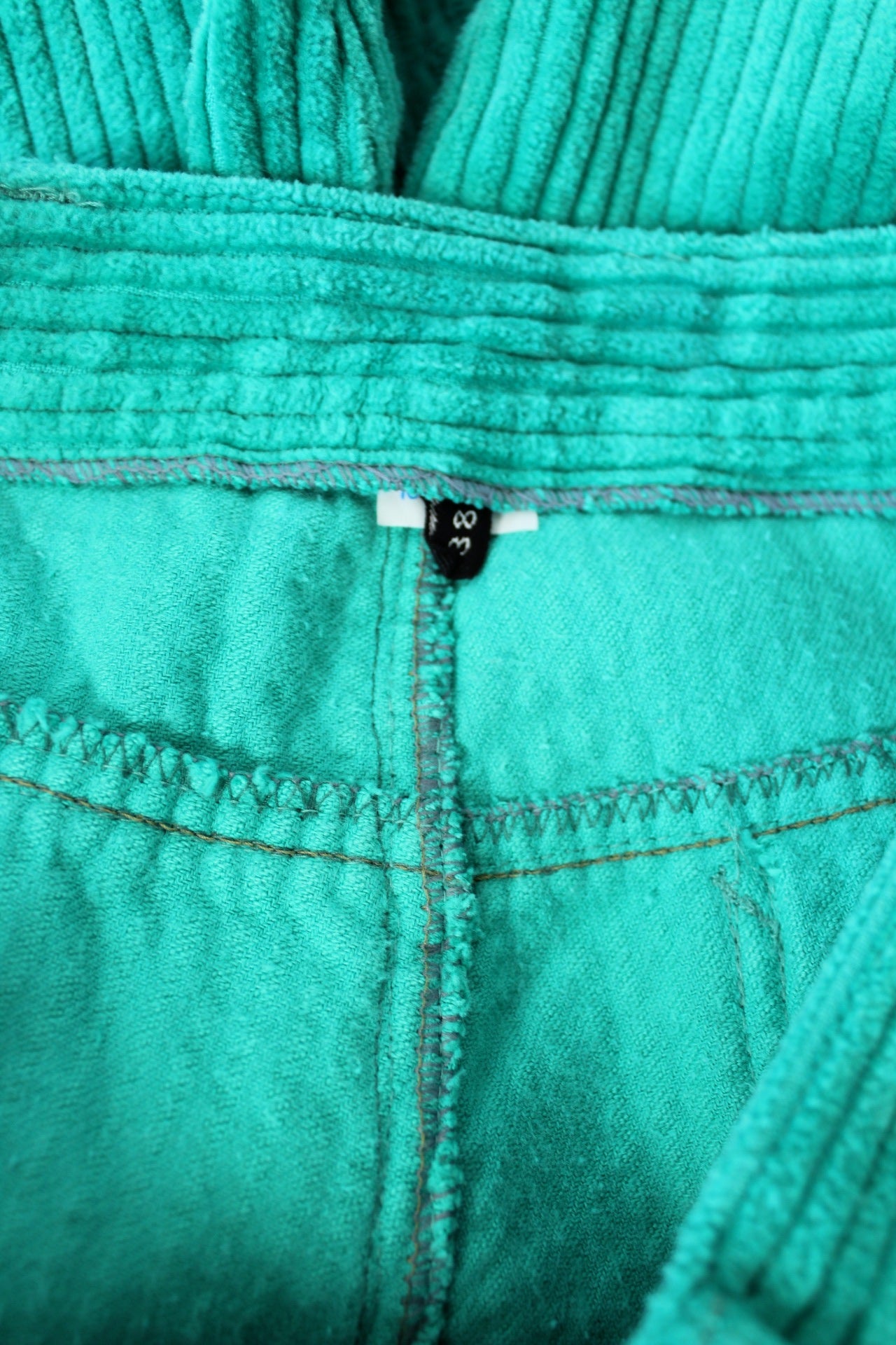 🍒🌸Pantalon vintage turquoise 80's en velours côtelé coton bombaz - Taille 38🌸🍒